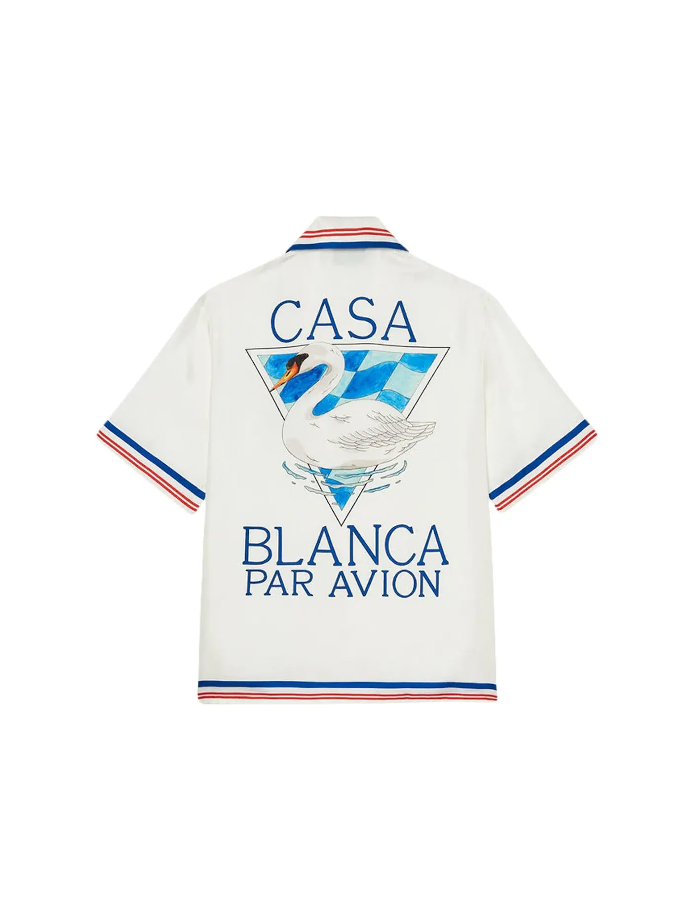 Мужская рубашка с принтом Casablanca Par Avion Silk Shirt — изображение 2 из 2, белый/синий/красный