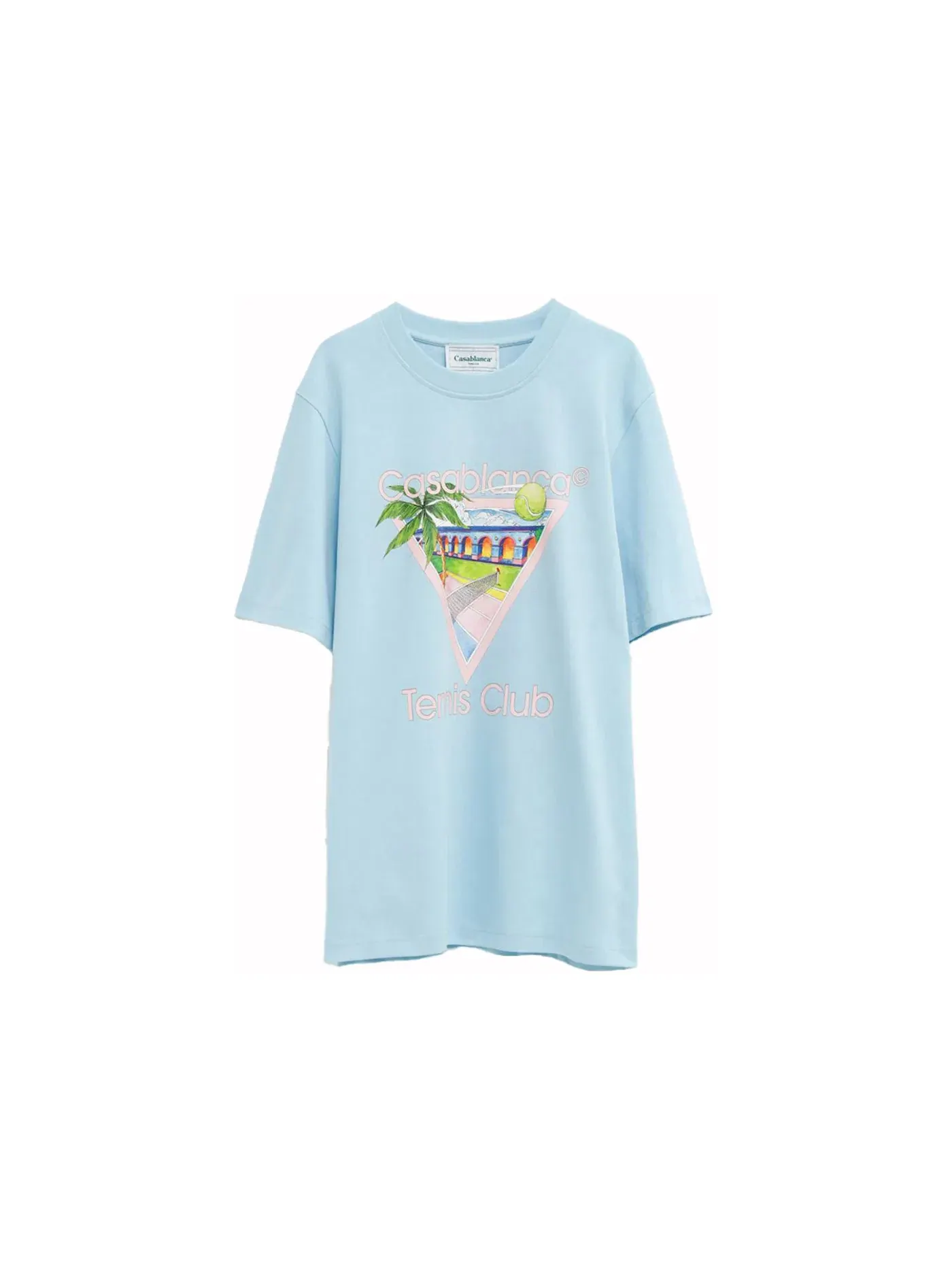 Мужская футболка с принтом Casablanca Tennis Club Icon T-Shirt — изображение 1 из 1, светлый синий