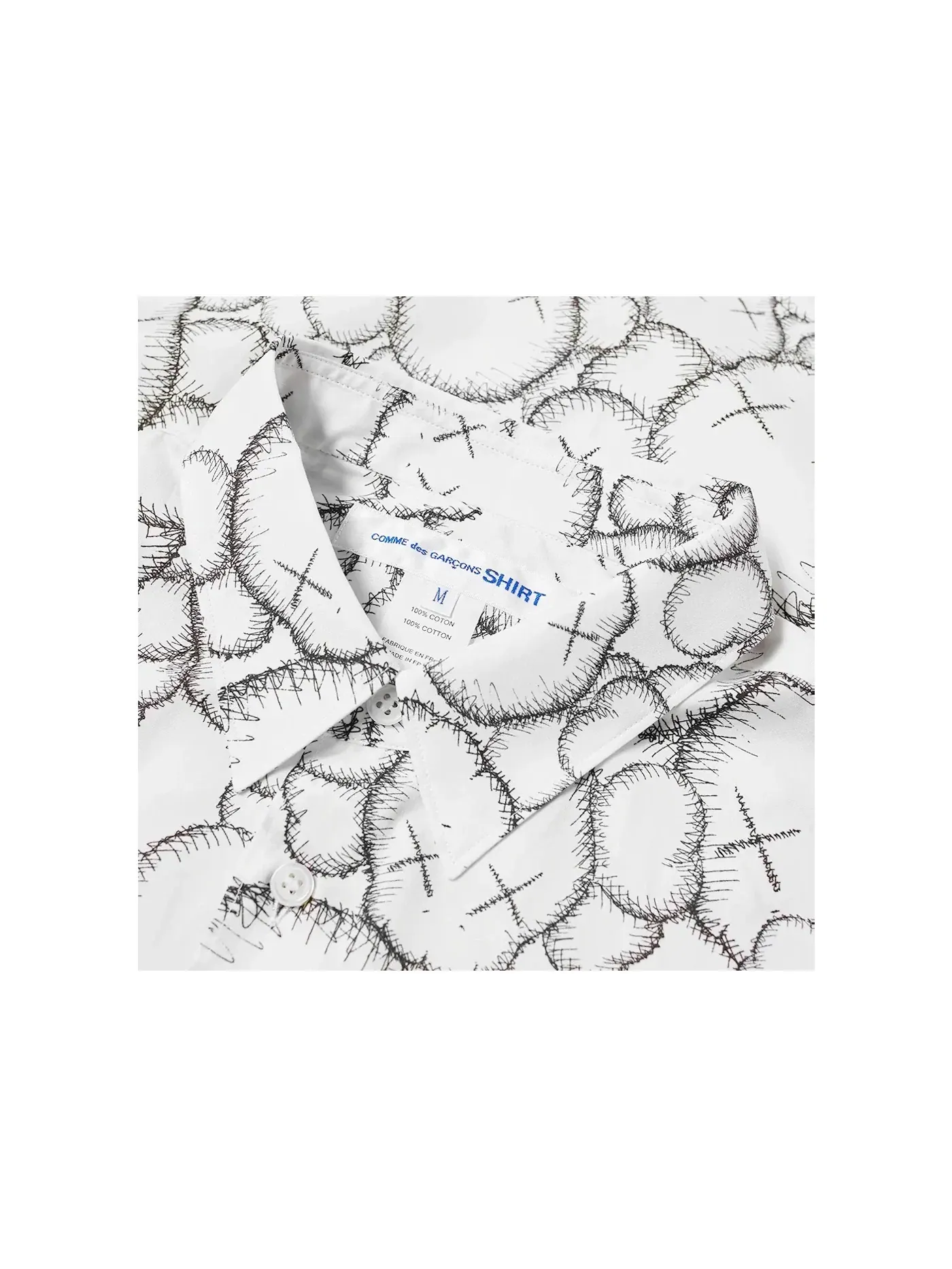Мужская рубашка с принтом CDG Shirt x KAWS Classic Poplin Comme des Garcons — изображение 2 из 2, белый/черный