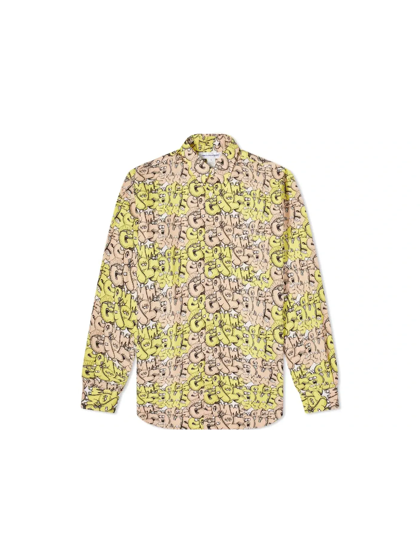 Мужская рубашка с принтом CDG Shirt x KAWS Classic Poplin Comme des Garcons — изображение 1 из 2, желтый/розовый