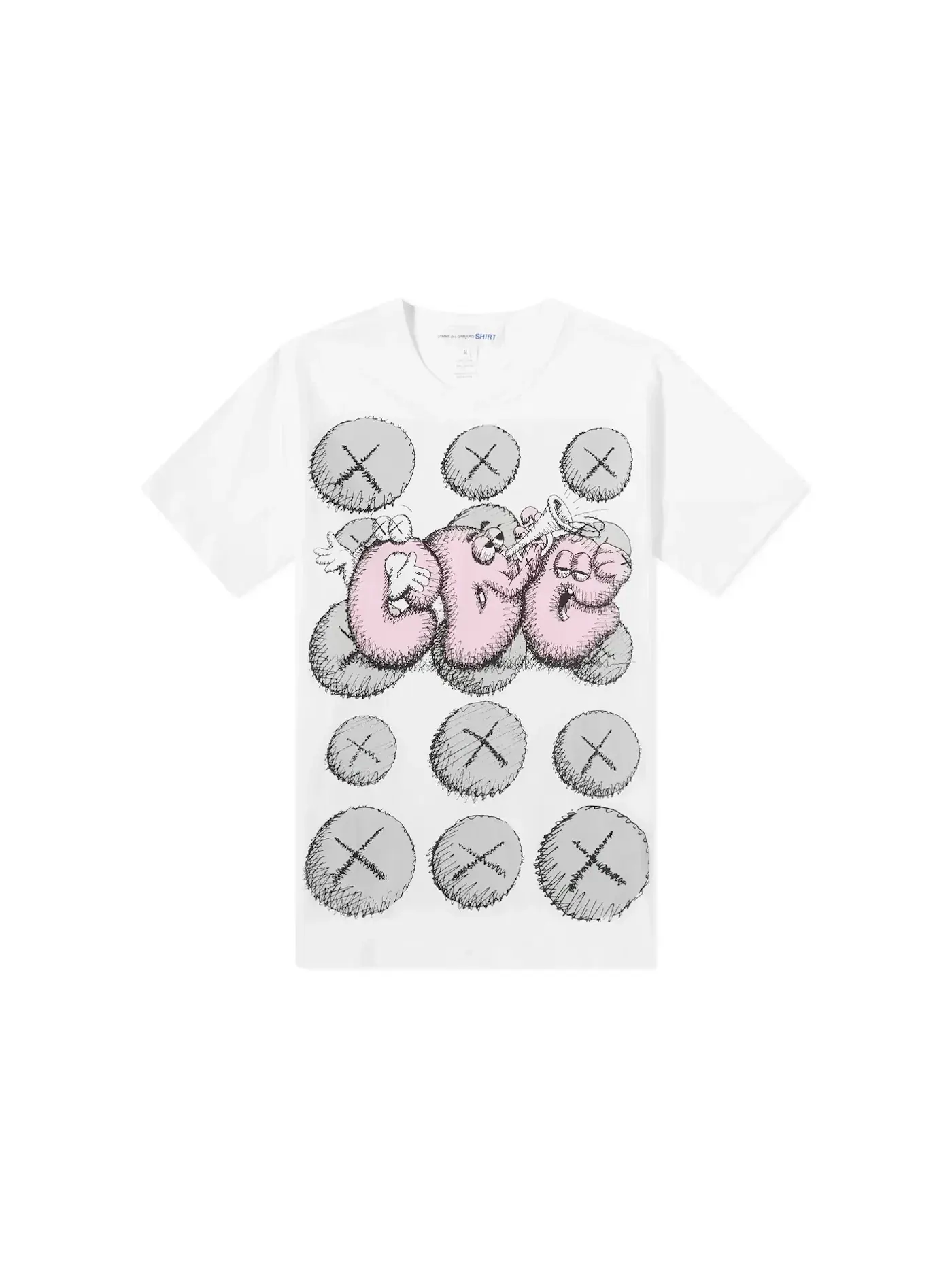 Мужская футболка с принтом KAWS Comme des Garcons — изображение 1 из 2, белый/розовый/серый