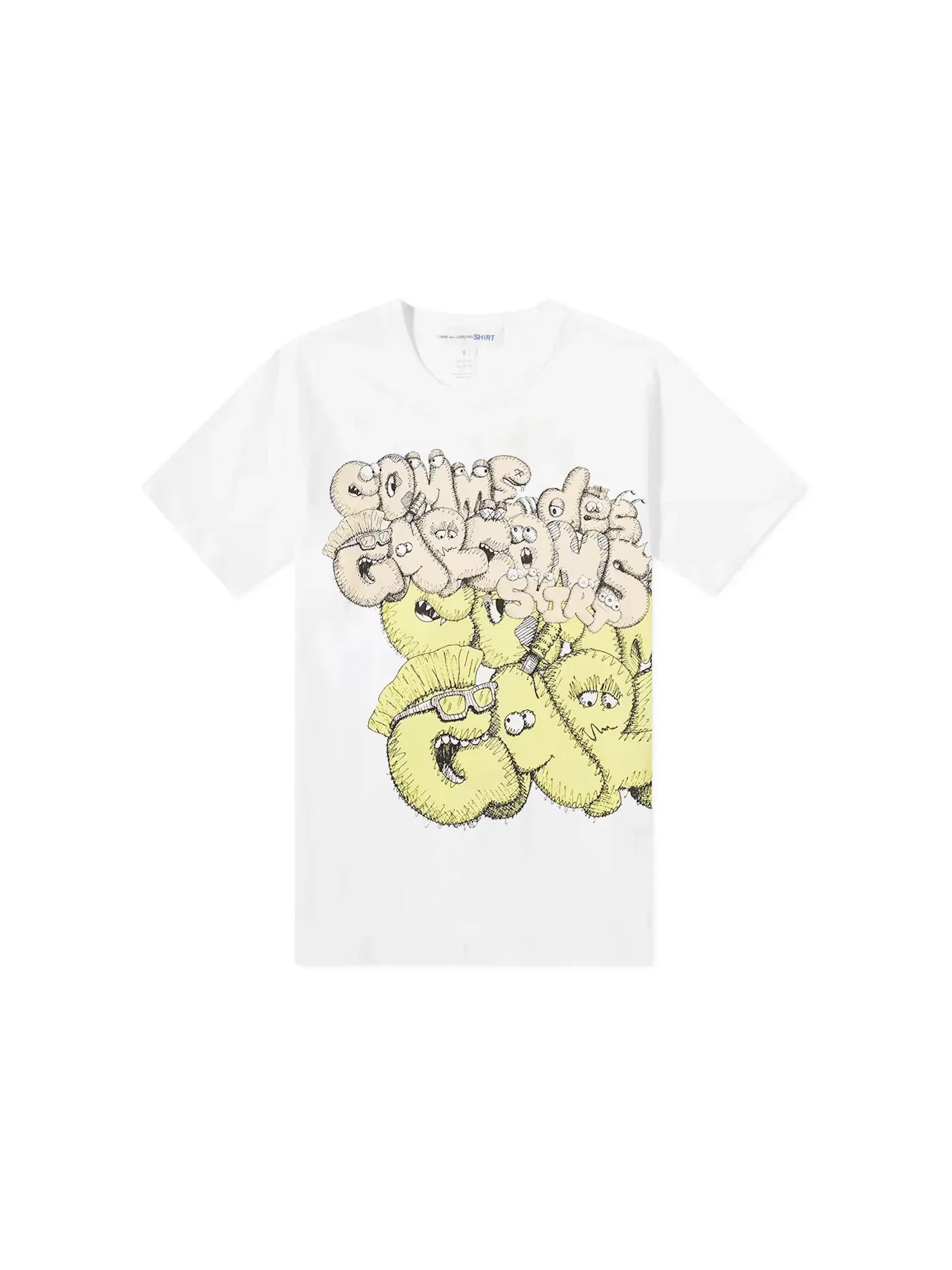 Мужская футболка с принтом CDG Shirt x KAWS Comme des Garcons — изображение 1 из 2, белый/желтый