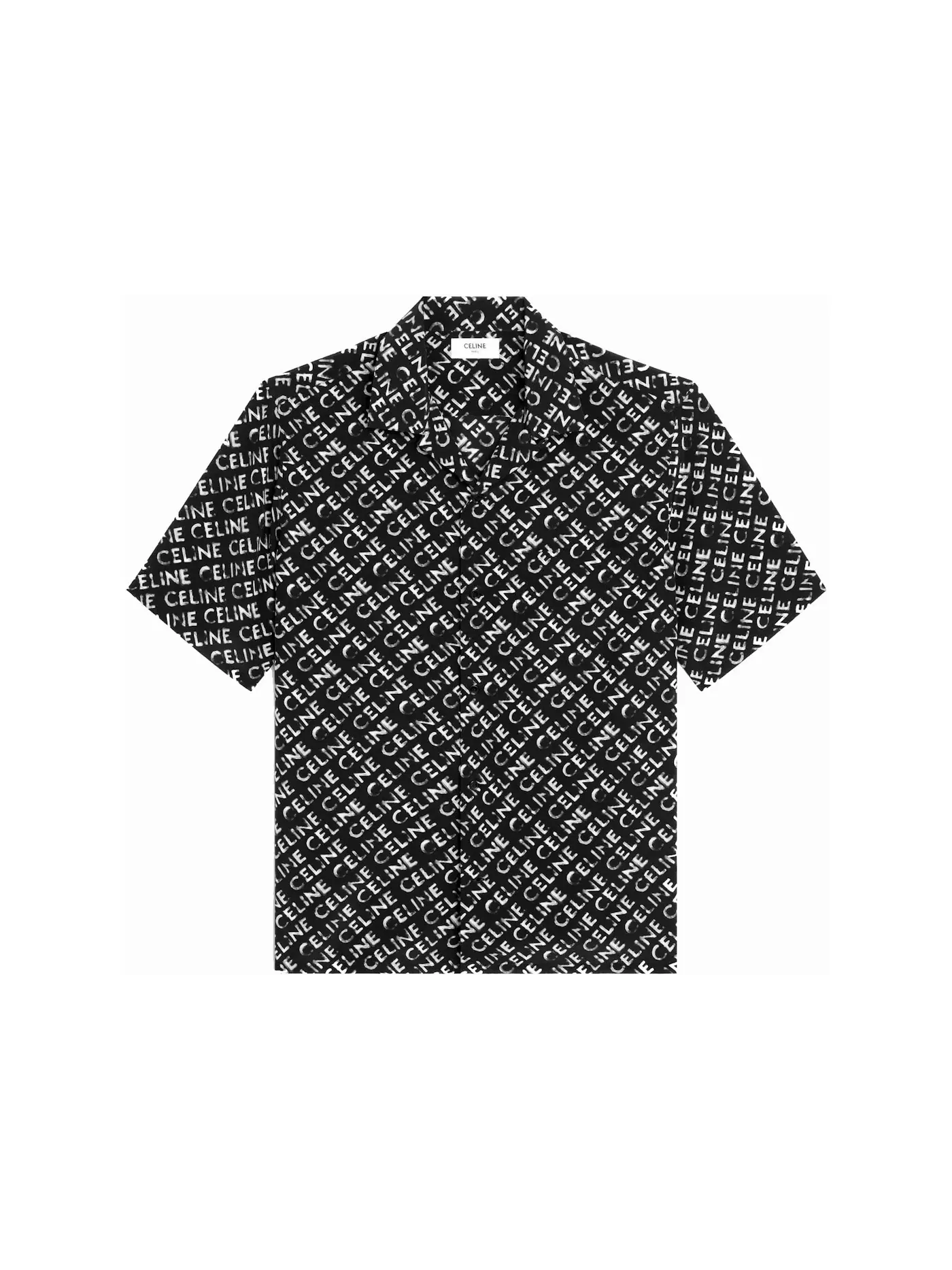 Мужская рубашка с принтом Shirt with Diluted Celine Print in Crepe De Chine Celine — изображение 1 из 2, черный