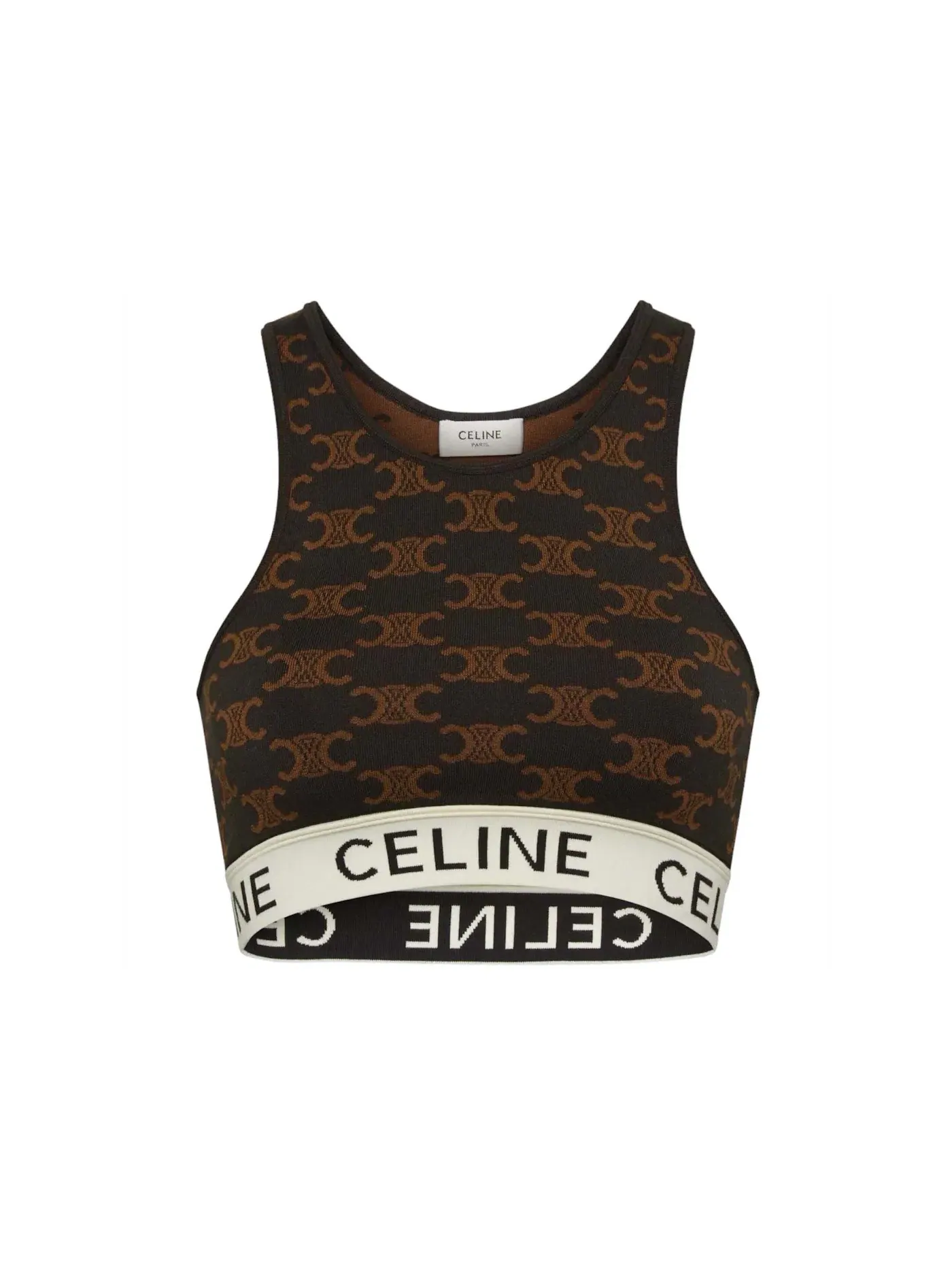 Женский бюстгальтер с монограммой Celine Bra in Silk Cotton — изображение 1 из 2, коричневый