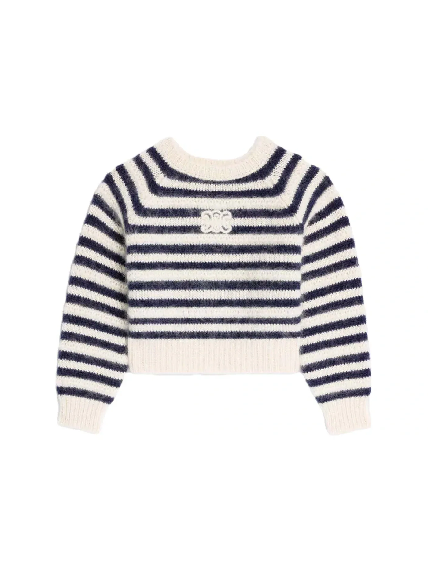 Женский свитер с вышивкой Mariniere In Cotton Knit Celine — изображение 1 из 1, кремовый/темно-синий