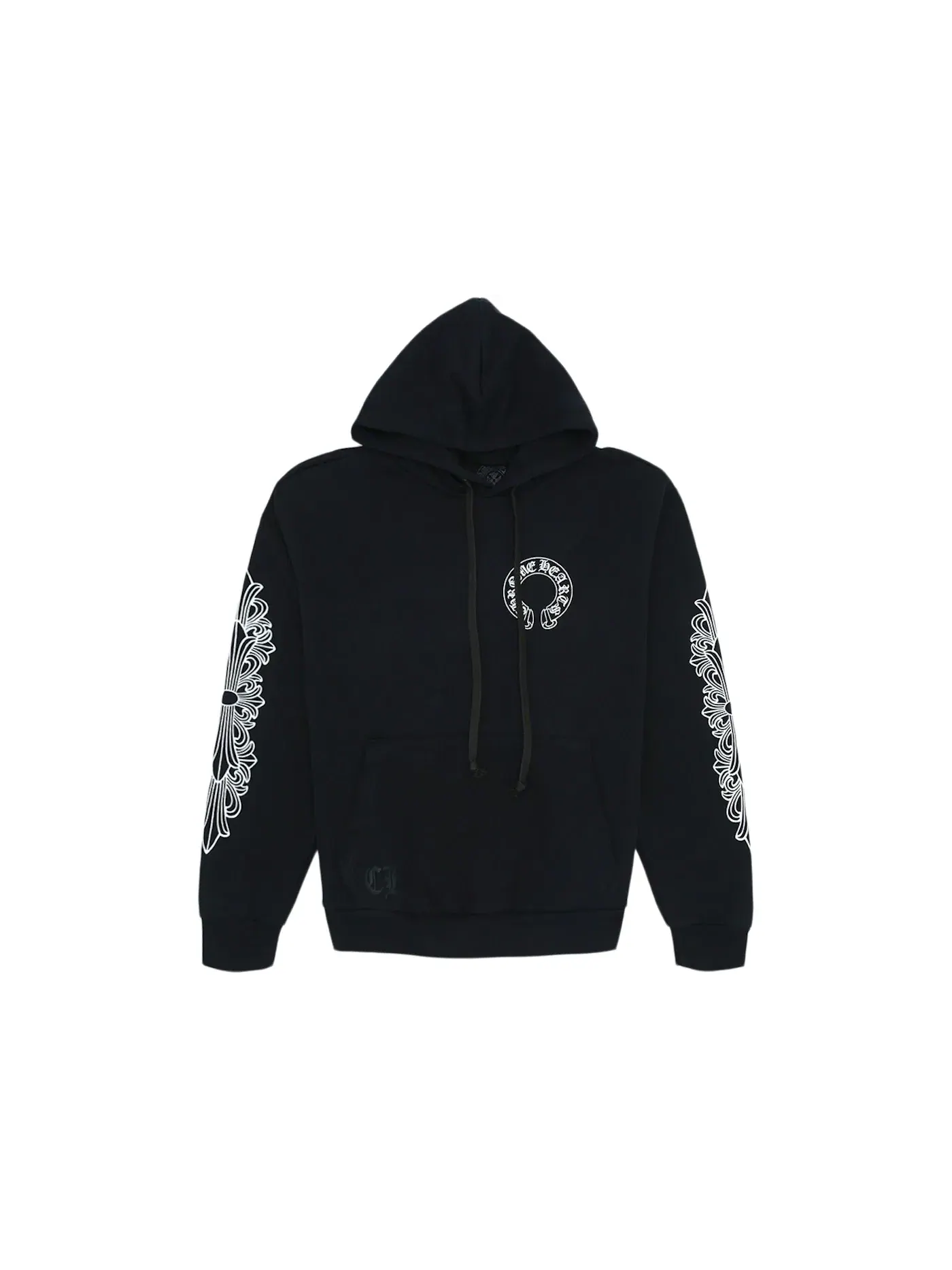 Мужская худи с принтом Horse Shoe Floral Chrome Hearts — изображение 2 из 2, черный