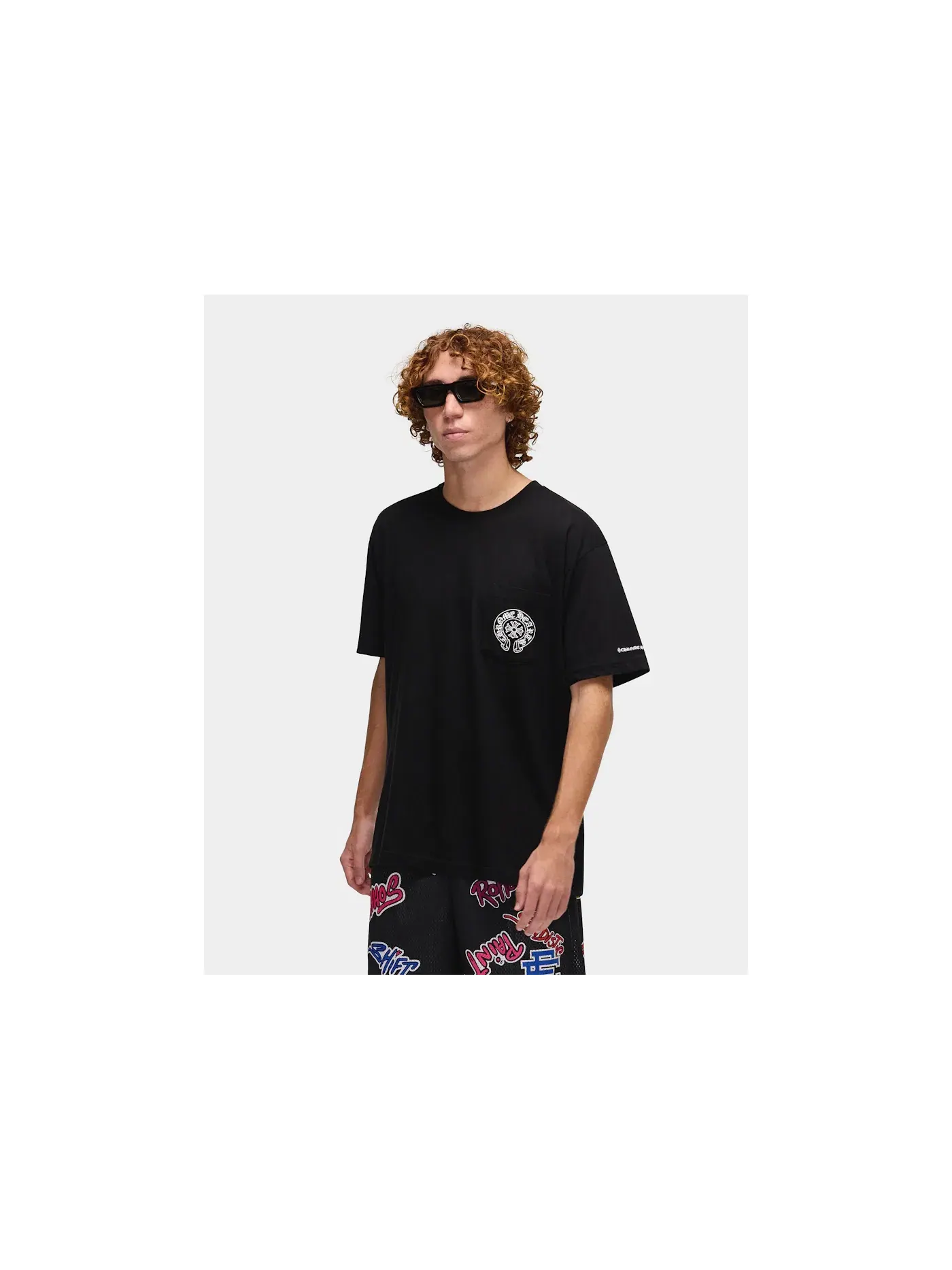Мужская футболка с карманом Horse Shoe Logo Chrome Hearts — изображение 4 из 6, черный