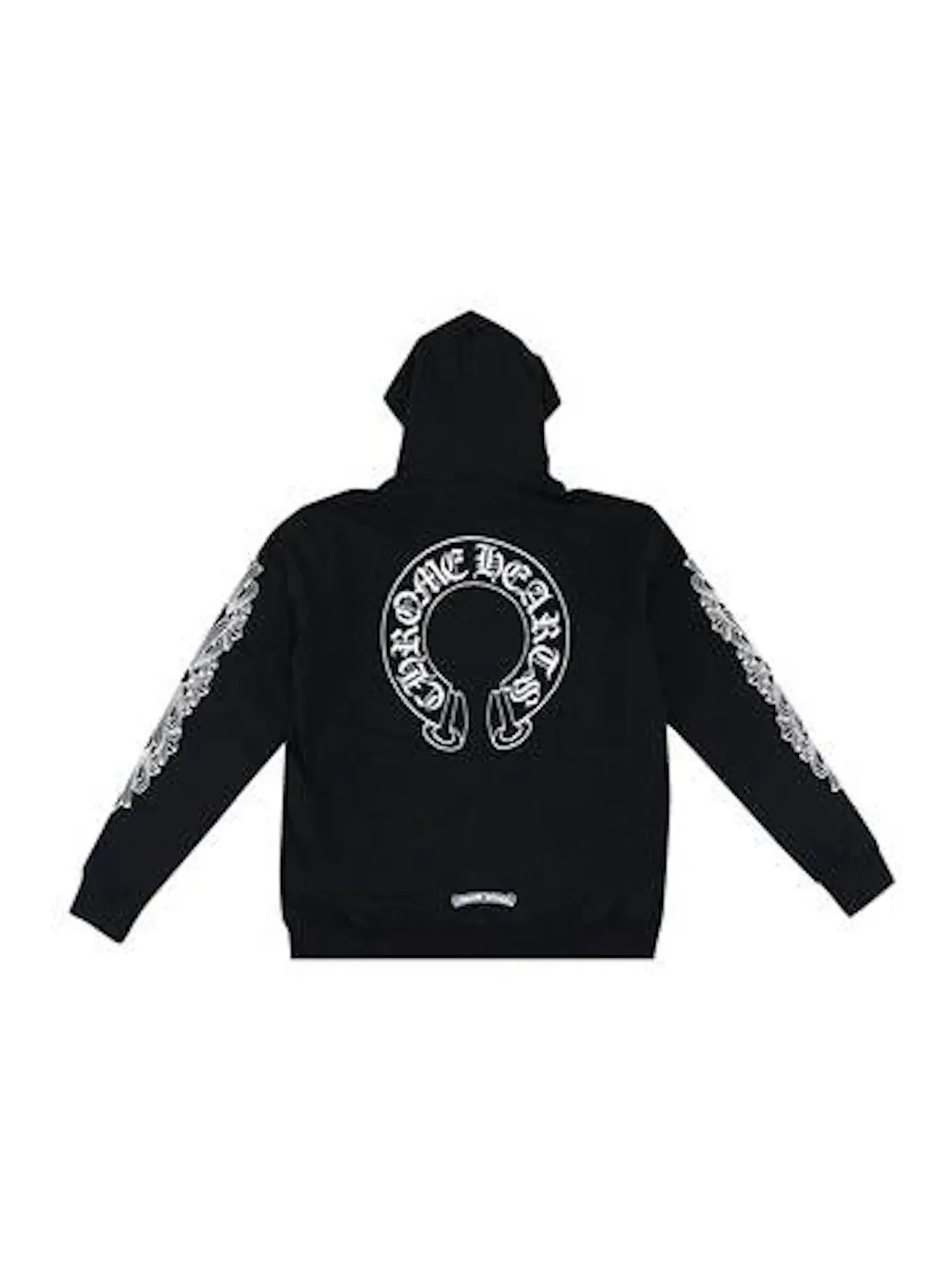 Мужская худи с принтом Chrome Hearts Horseshoe Floral Cross Sleeve Zip Up Hoodie — изображение 1 из 2, черный/белый
