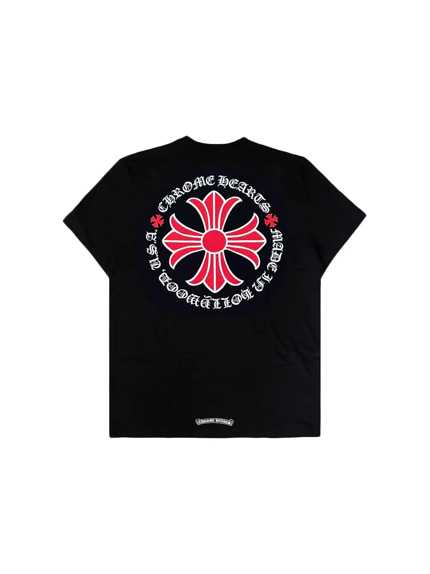 Мужская футболка с принтом Chrome Hearts Made In Hollywood Plus Cross T-shirt — изображение 1 из 2, черный/красный