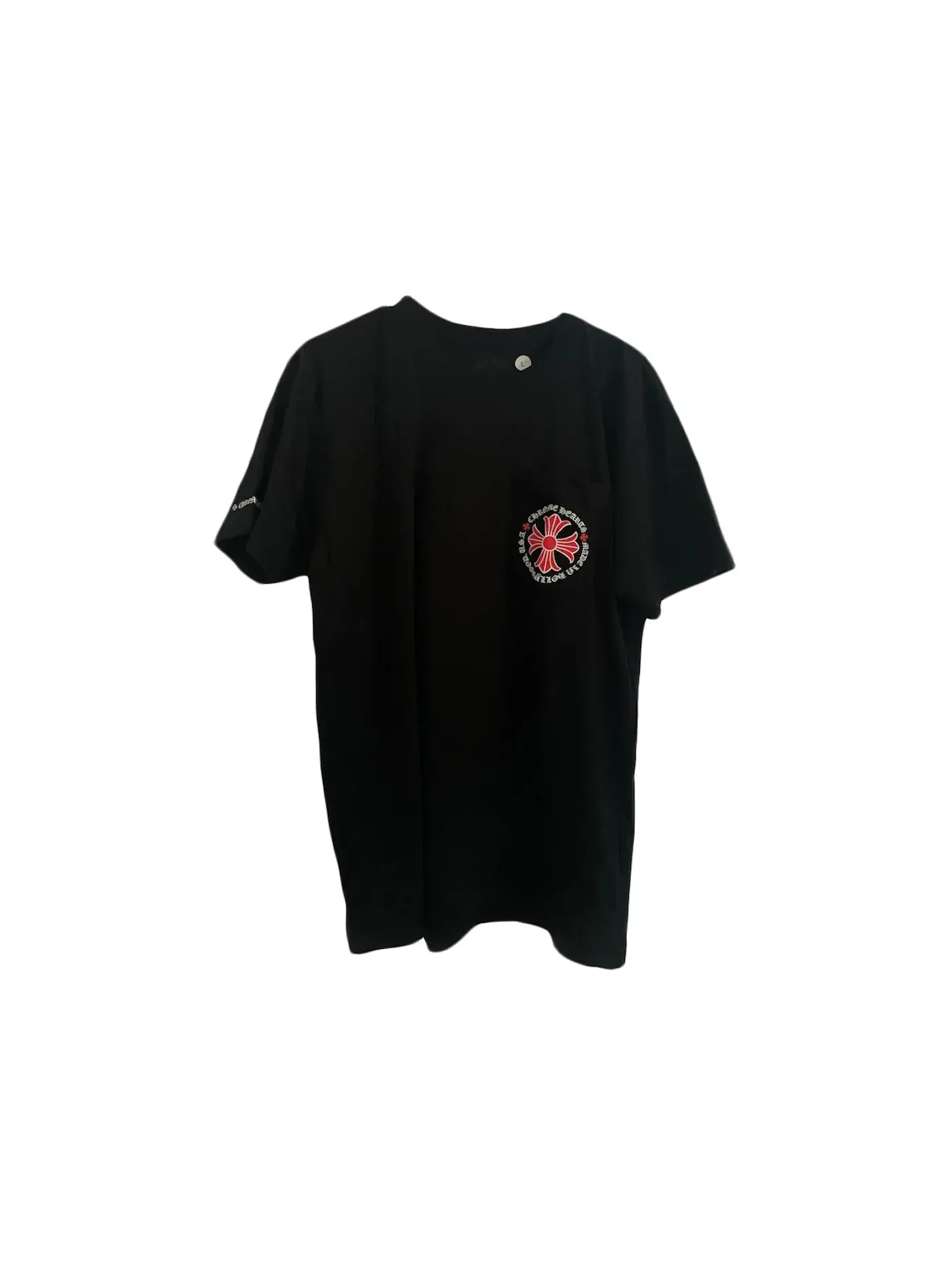 Мужская футболка с принтом Chrome Hearts Made In Hollywood Plus Cross T-shirt — изображение 2 из 2, черный/красный