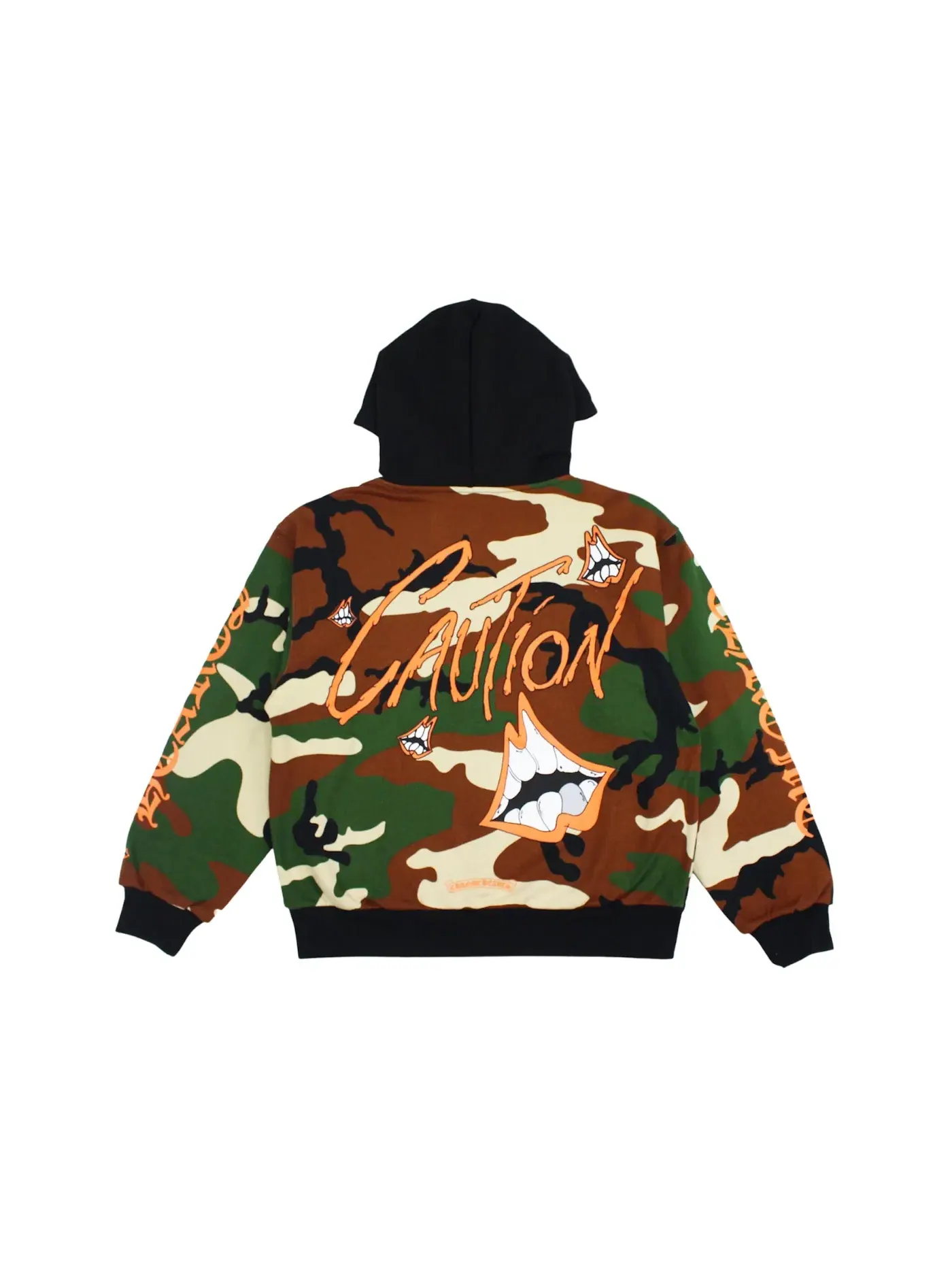 Мужская худи с принтом Camo Chrome Hearts Matty Boy Caution Thermal Zip Up Hoodie — изображение 1 из 2, камуфляж