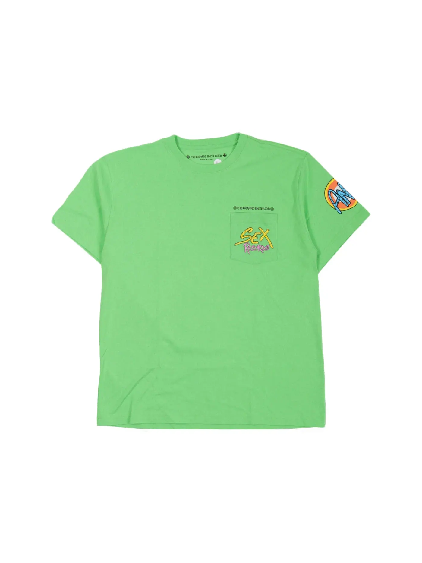 Мужская футболка с принтом Chrome Hearts Matty Boy Sex Records T-shirt — изображение 2 из 2, цитрусовый