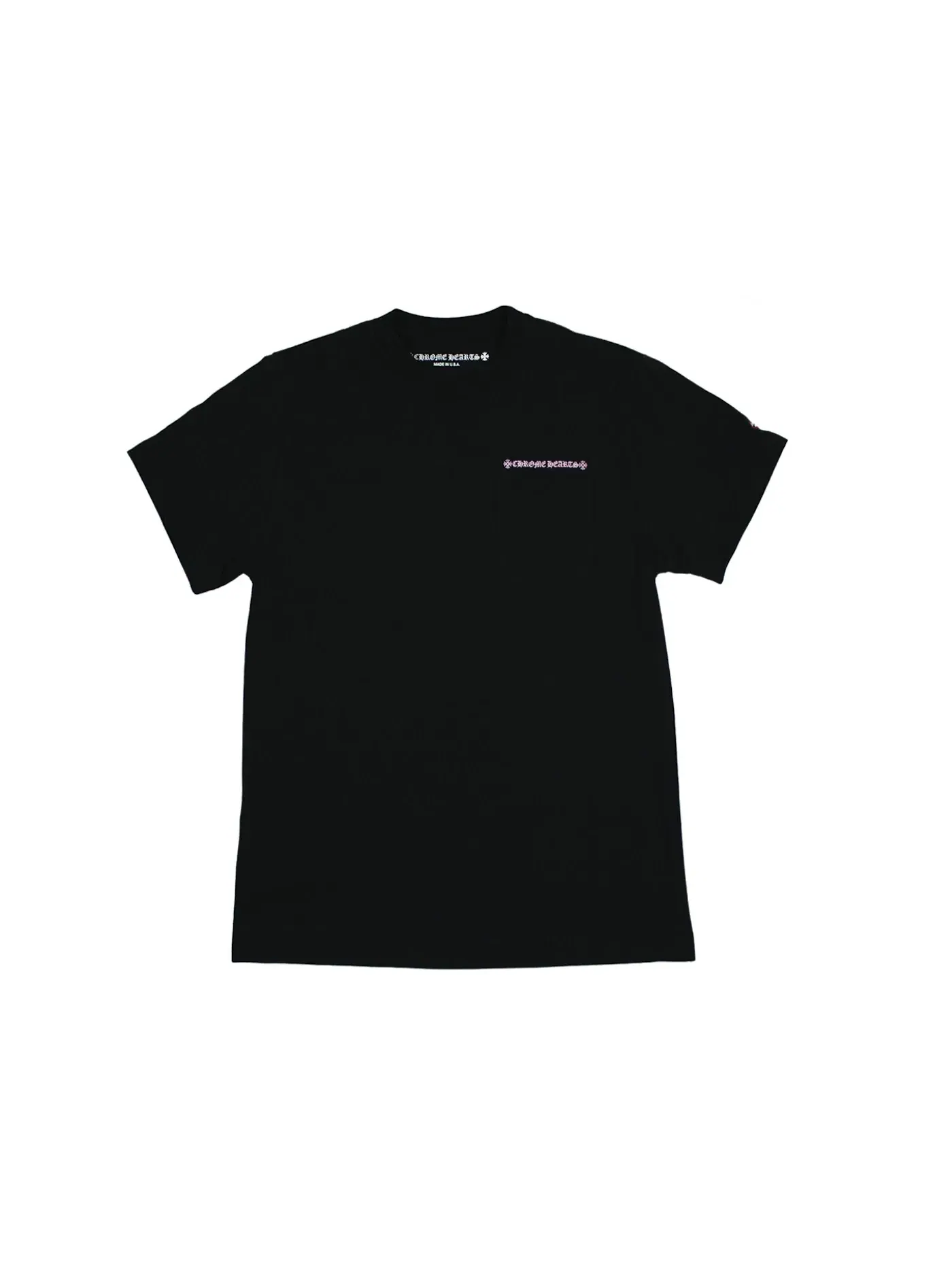 Мужская футболка с принтом Chrome Hearts Matty Boy Shoulder Logo T-shirt — изображение 2 из 2, черный/розовый