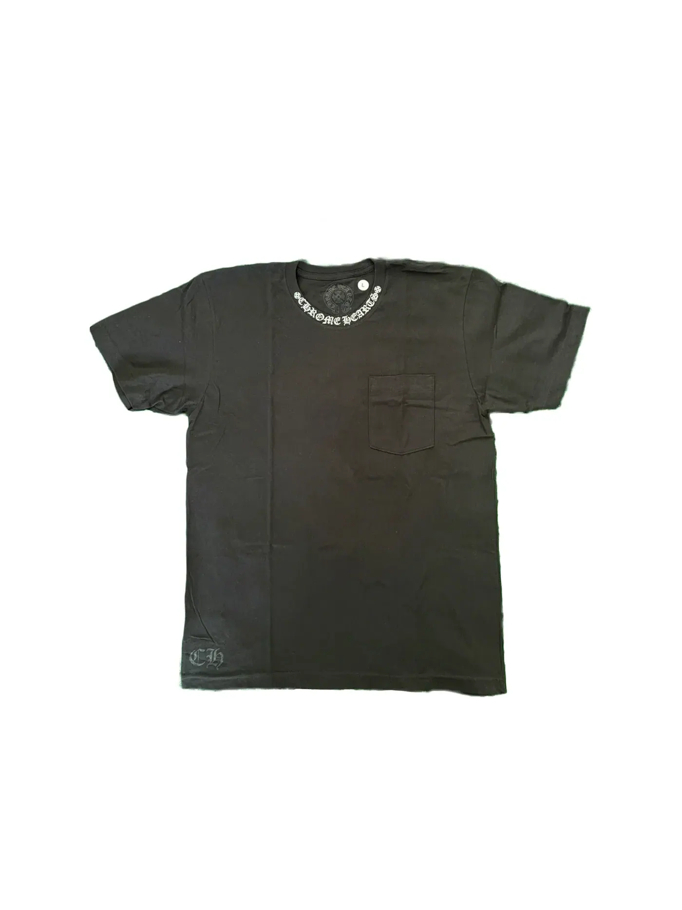 Мужская футболка с принтом Chrome Hearts Neck Logo Horse Shoe T-Shirt — изображение 1 из 2, черный