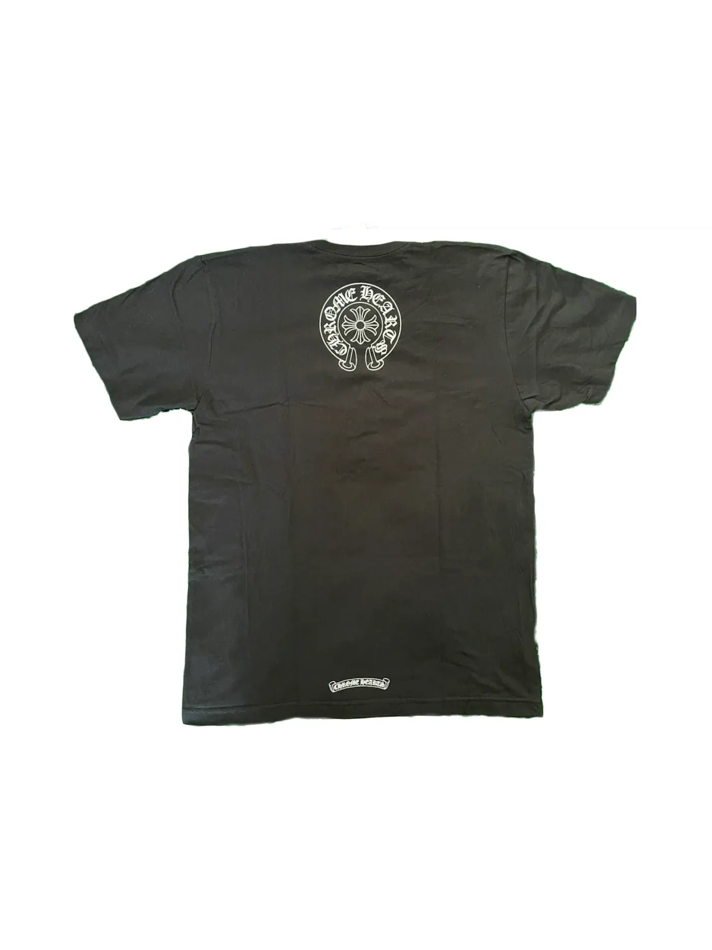 Мужская футболка с принтом Chrome Hearts Neck Logo Horse Shoe T-Shirt — изображение 2 из 2, черный