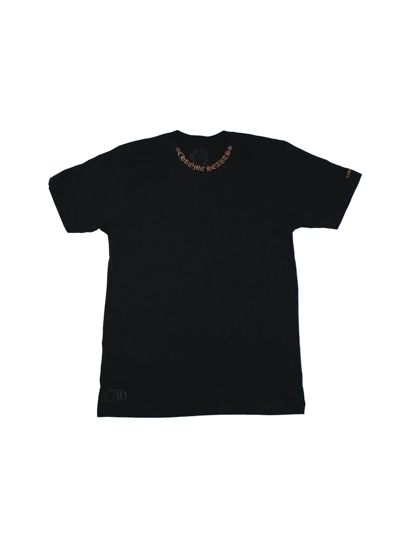 Мужская футболка с принтом Neck Logo Chrome Hearts — изображение 1 из 2, черный/коричневый