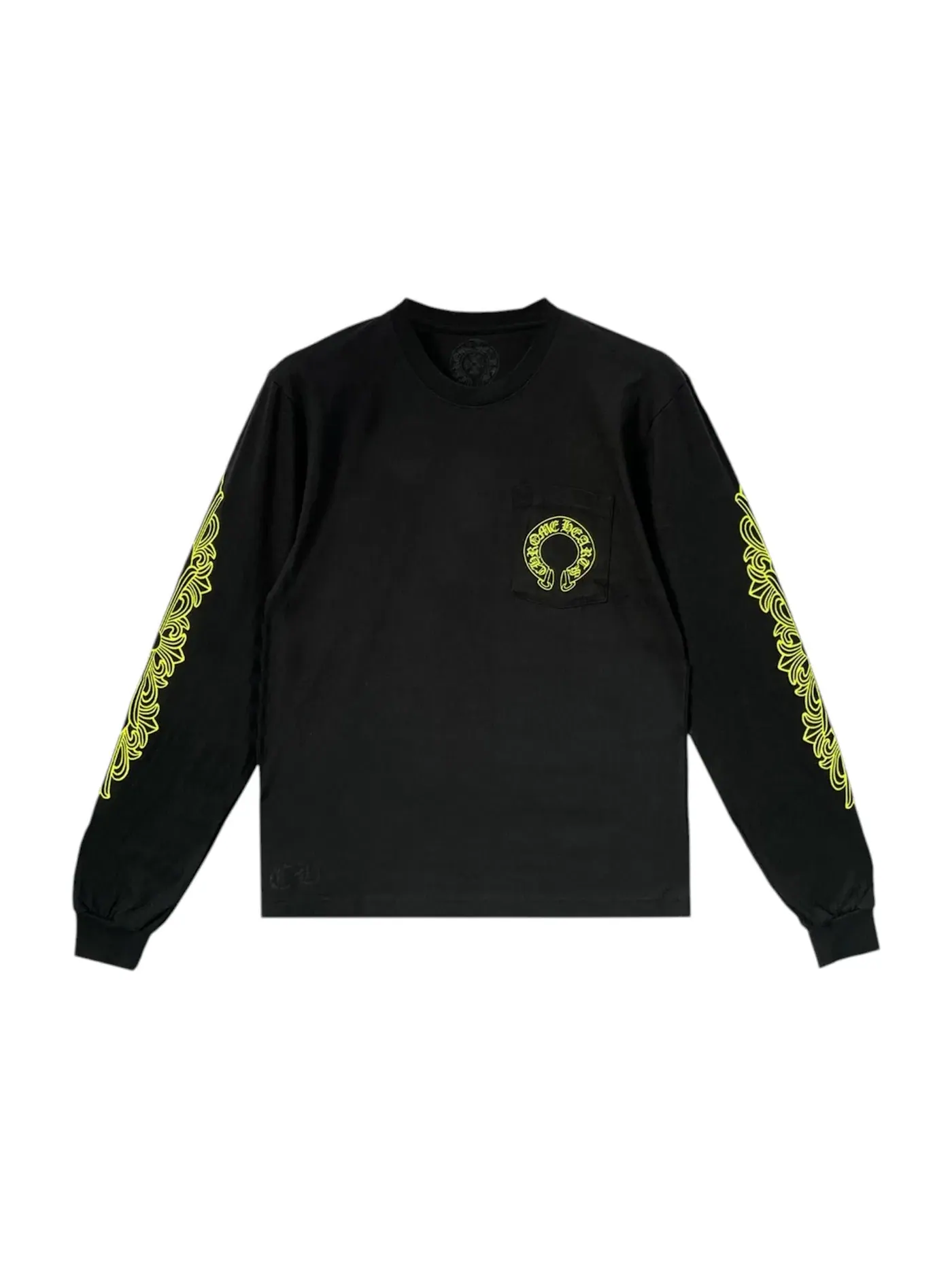 Мужская футболка с длинным рукавом с принтом Chrome Hearts Tee — изображение 2 из 2, черный/неоновый