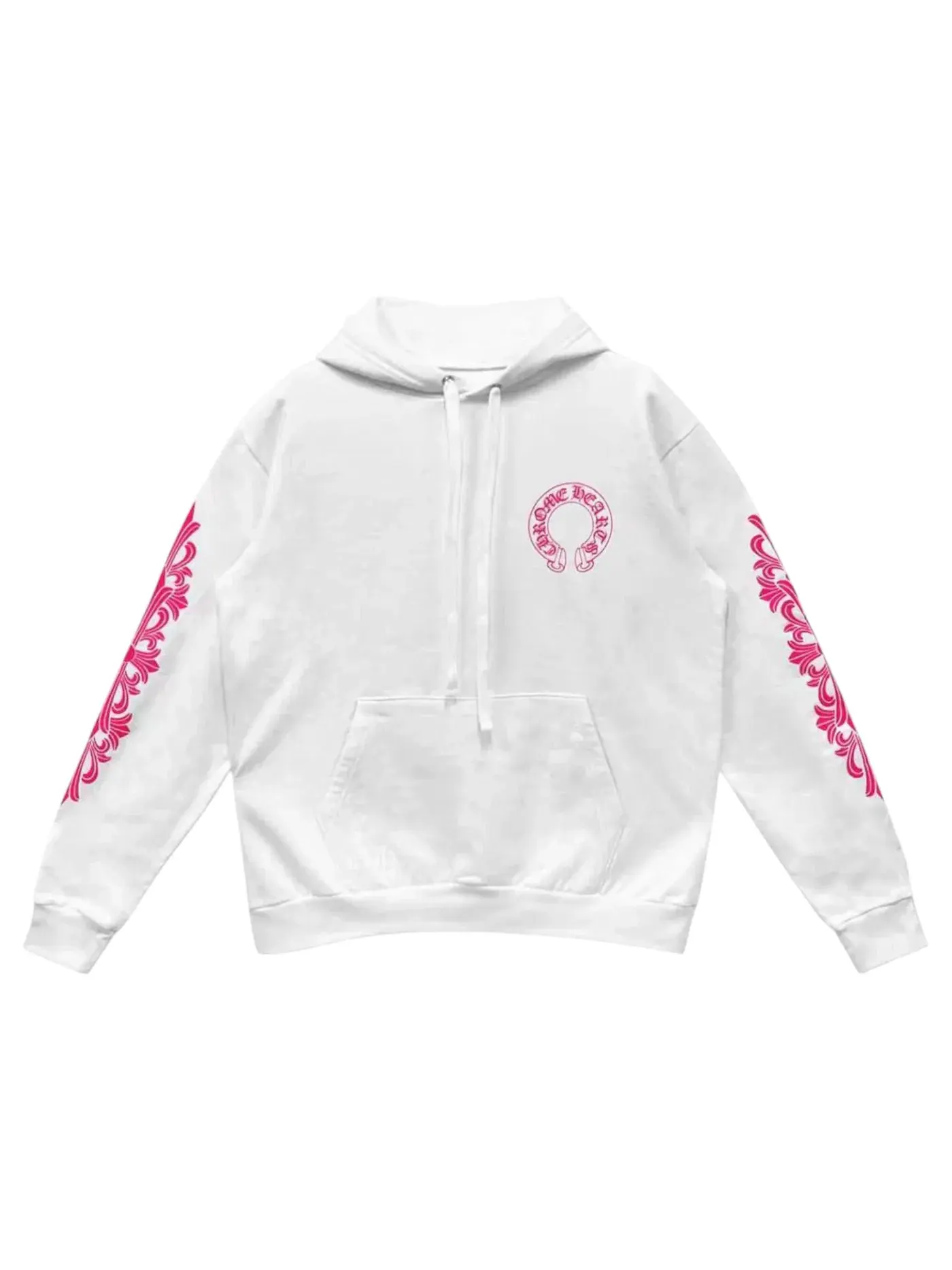 Мужской пуловер с принтом Chrome Hearts Pink Horseshoe Floral Sleeve Pullover — изображение 1 из 2, белый