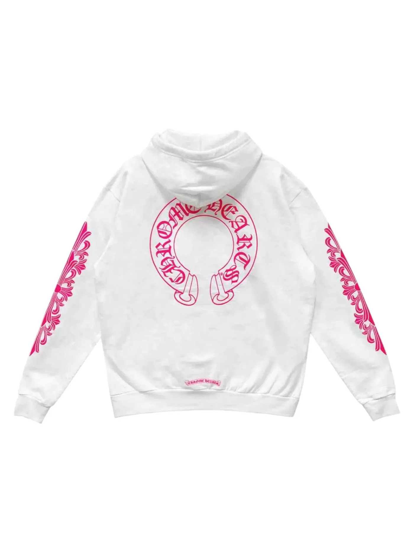 Мужской пуловер с принтом Chrome Hearts Pink Horseshoe Floral Sleeve Pullover — изображение 2 из 2, белый