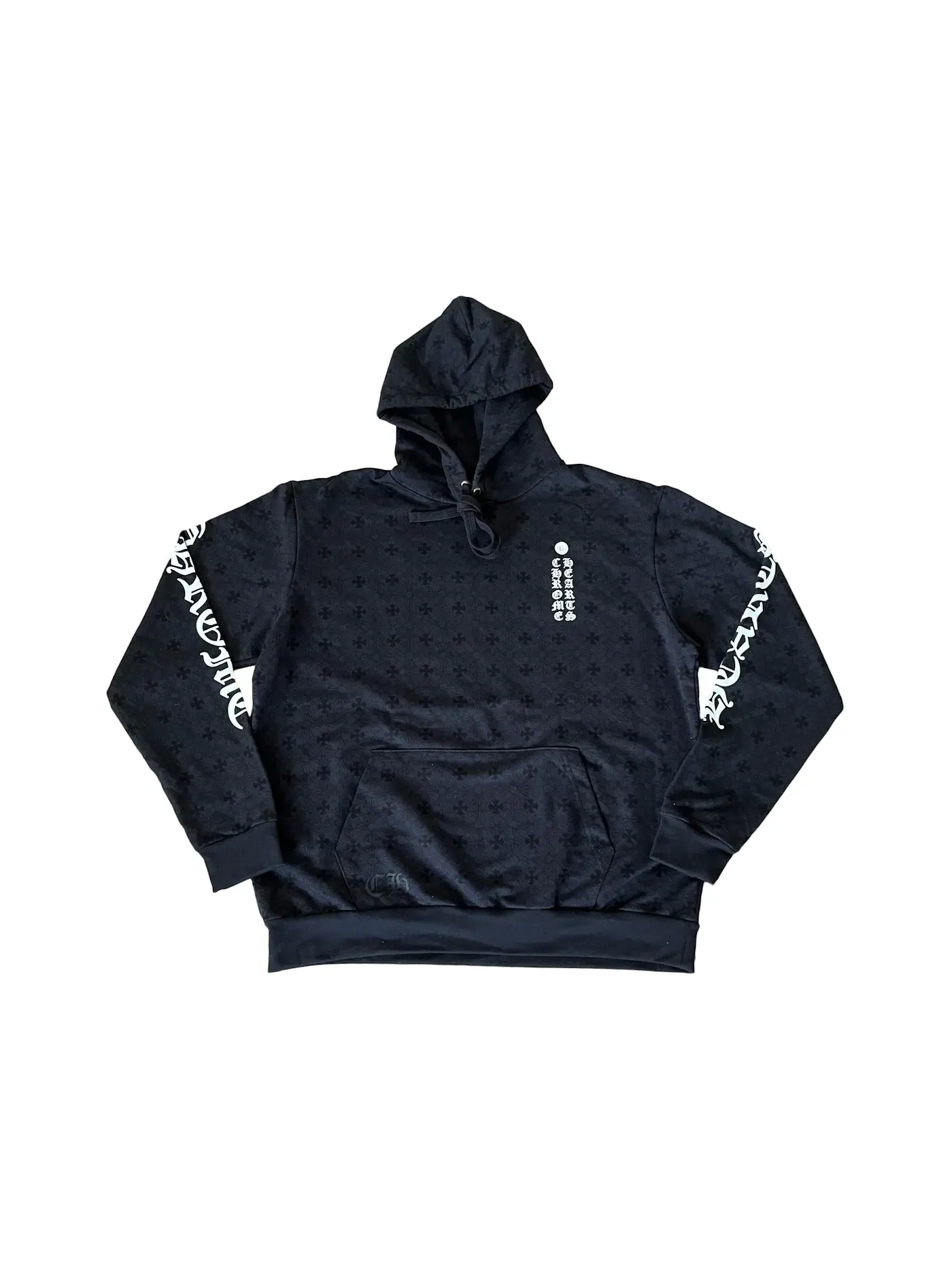Мужской худи с принтом Plus Cross Allover Print With Horseshoe Logo Chrome Hearts — изображение 2 из 2, черный