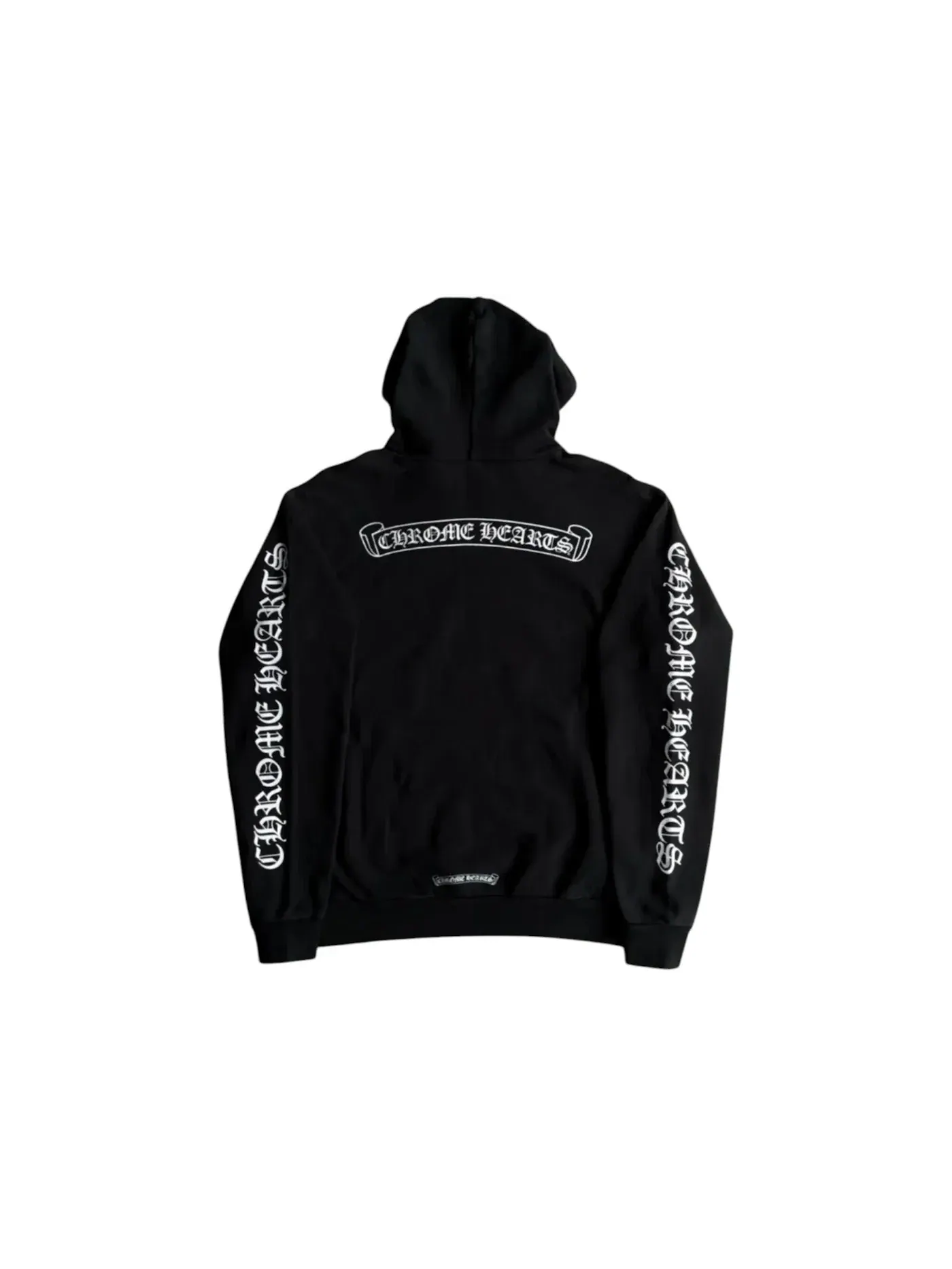 Мужской худи с принтом Chrome Hearts Scroll Logo Hoodie — изображение 2 из 2, черный/белый