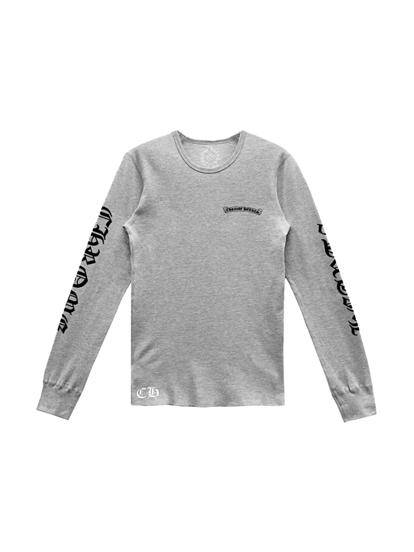 Мужская футболка с длинным рукавом Scroll Sleeve Waffle Thermal Tee Chrome Hearts — изображение 1 из 2, серый