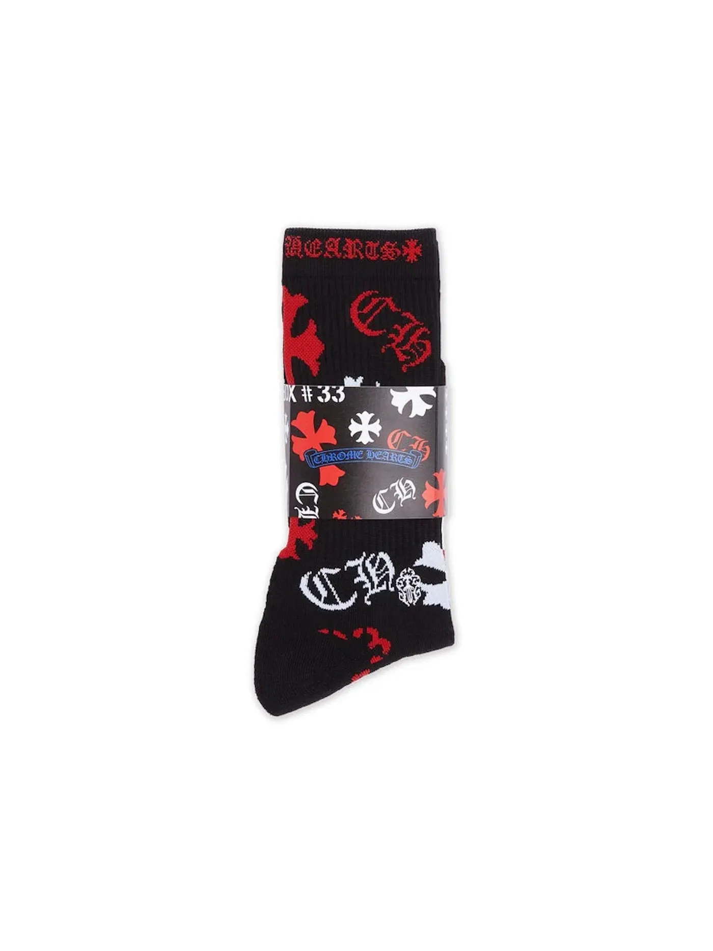 Детский набор носков с принтом Stencil Socks (3 pack) Chrome Hearts — изображение 2 из 2, черный/белый/красный
