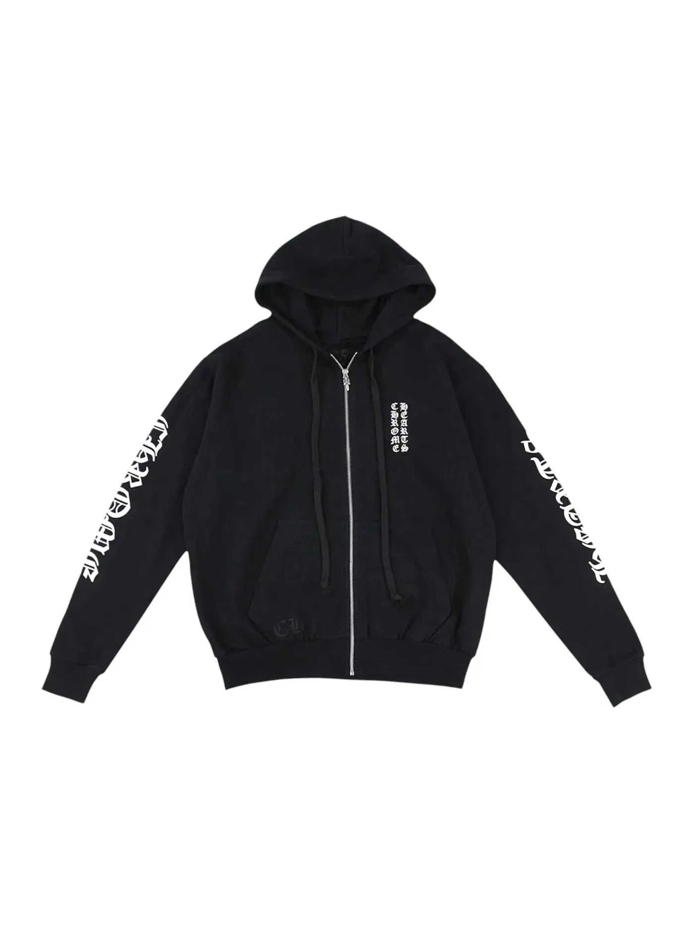 Мужская худи с молнией Chrome Hearts Vertical Logo Zip Up Hoodie — изображение 1 из 1, черный/белый