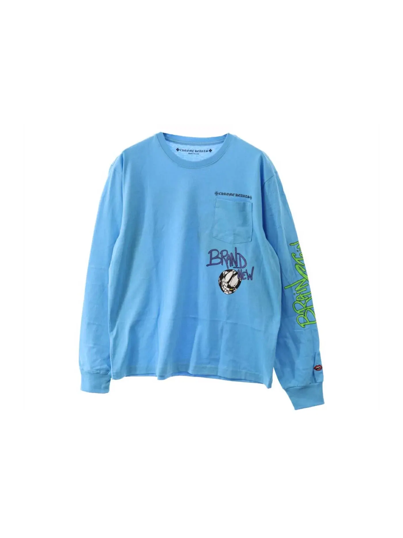Мужская футболка с длинным рукавом с принтом Chrome Hearts x Matty Boy Brain New L/S T-Shirt Chrome Hearts, синий