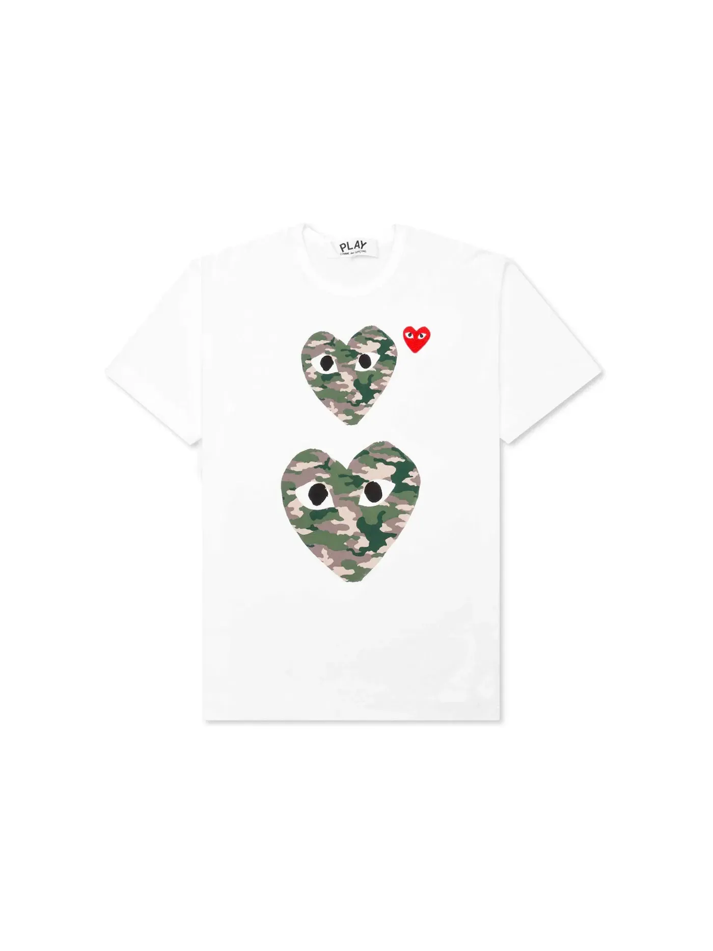Унисекс футболка с принтом Camouflage Double Heart Comme des Garcons PLAY — изображение 1 из 2, белый