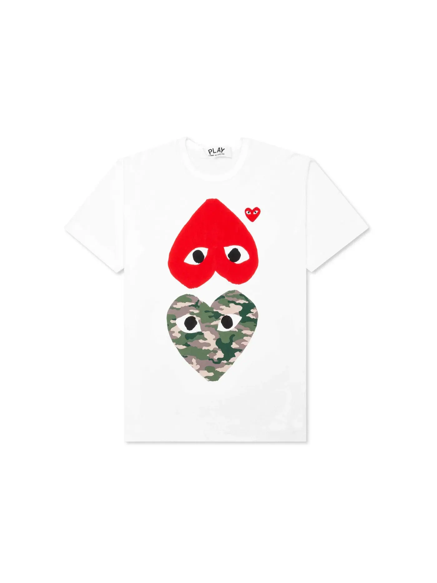Детская футболка с принтом Camouflage Mirror Heart Comme des Garcons PLAY — изображение 1 из 3, белый