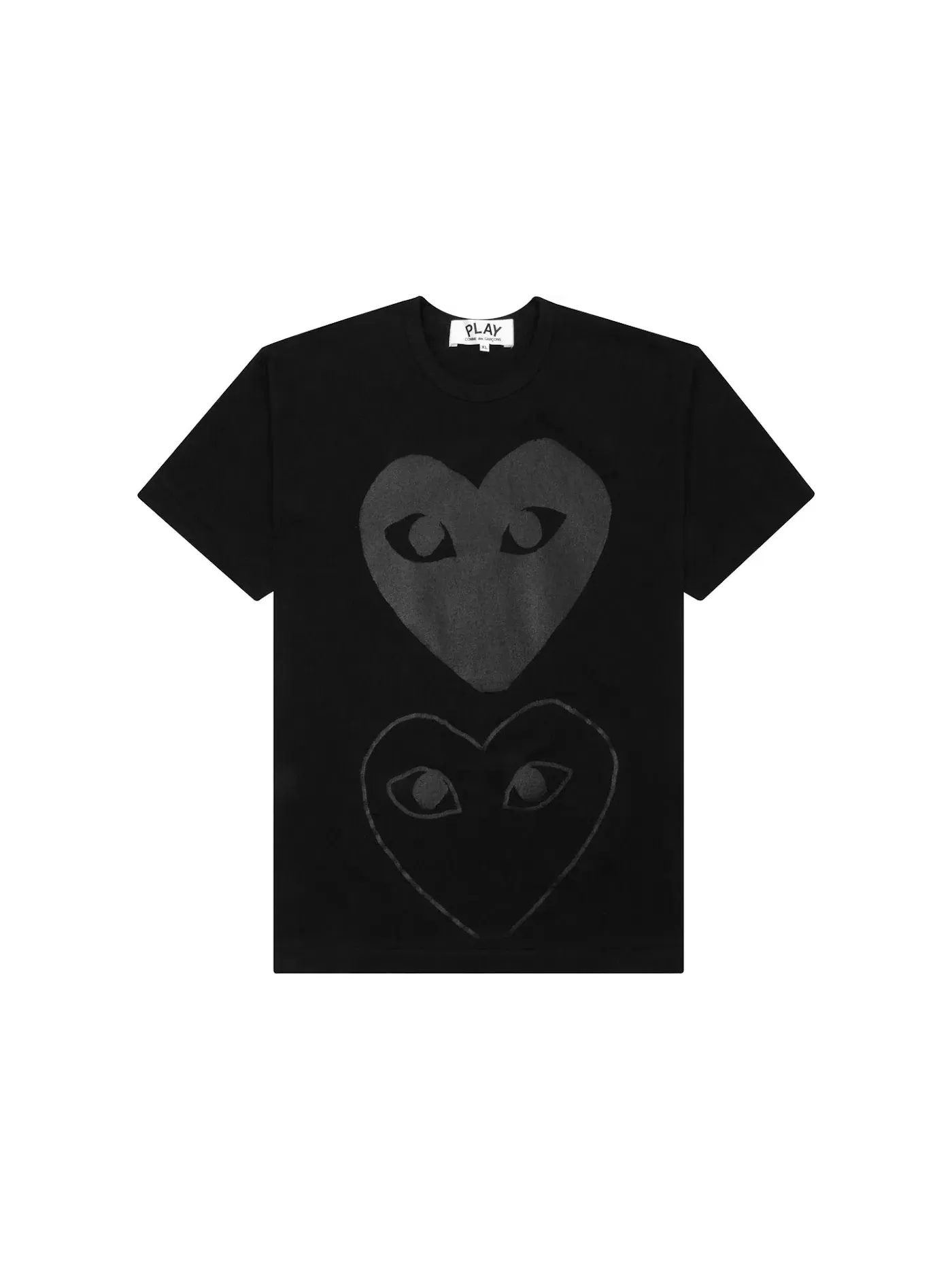 Футболка с принтом Comme des Garcons PLAY Double Black Hearts — изображение 1 из 3, черный