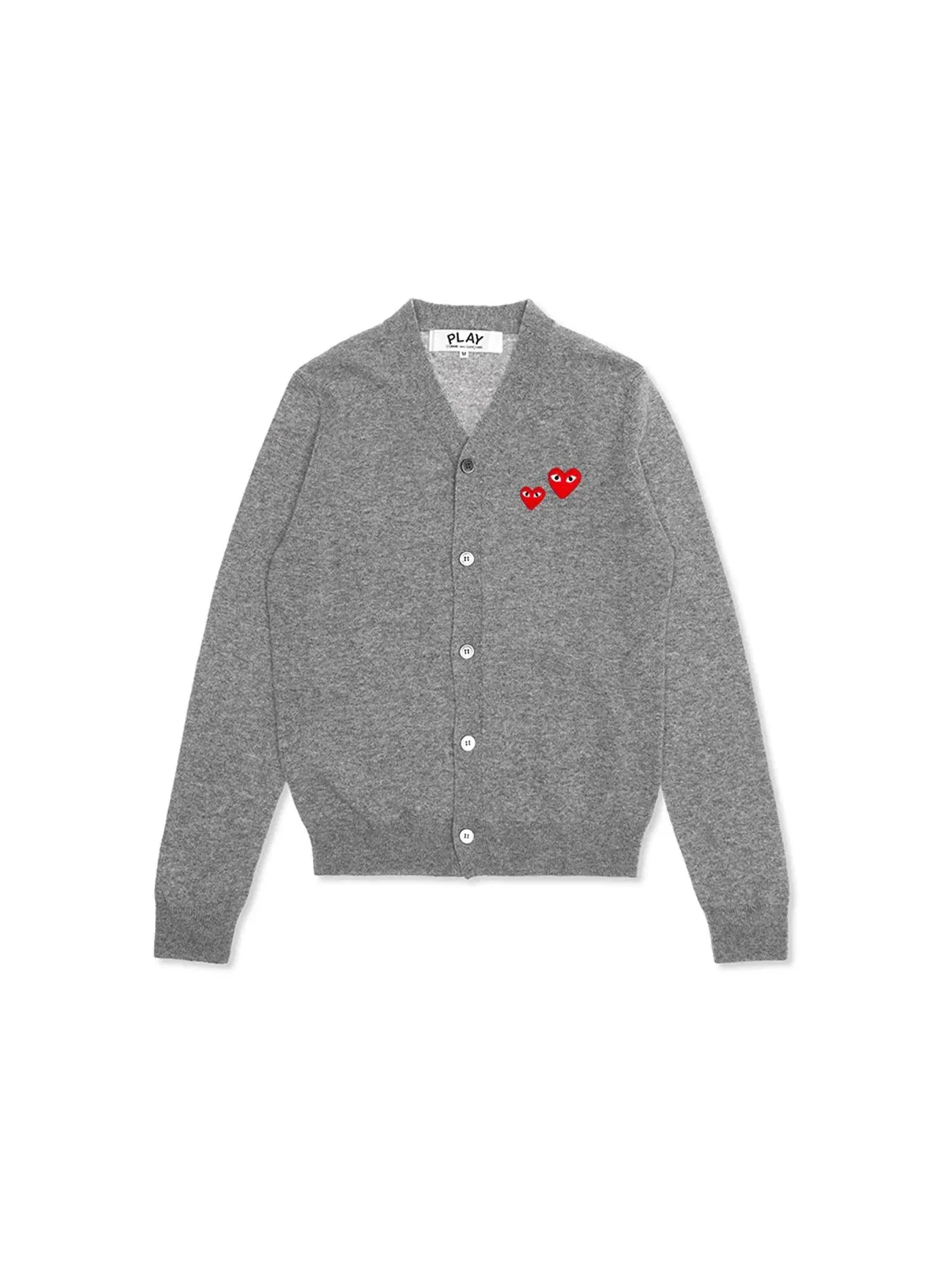 Детский кардиган-свитер с длинным рукавом Double Heart Comme des Garcons PLAY — изображение 1 из 2, серый