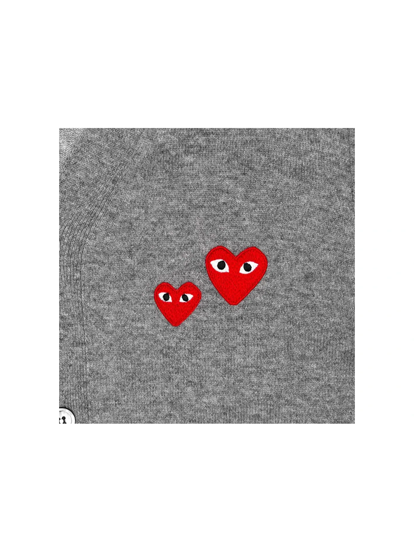 Детский кардиган-свитер с длинным рукавом Double Heart Comme des Garcons PLAY — изображение 2 из 2, серый