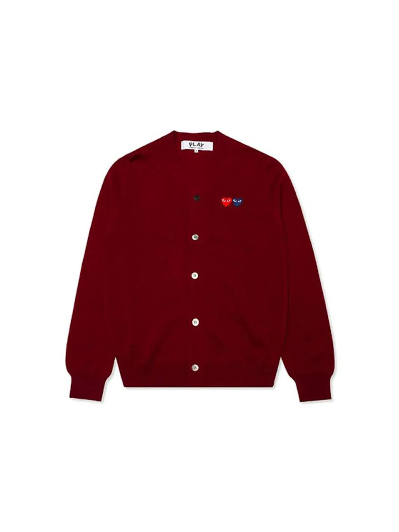Детский кардиган-свитер с принтом Double Heart Comme des Garcons PLAY — изображение 1 из 2, бордовый