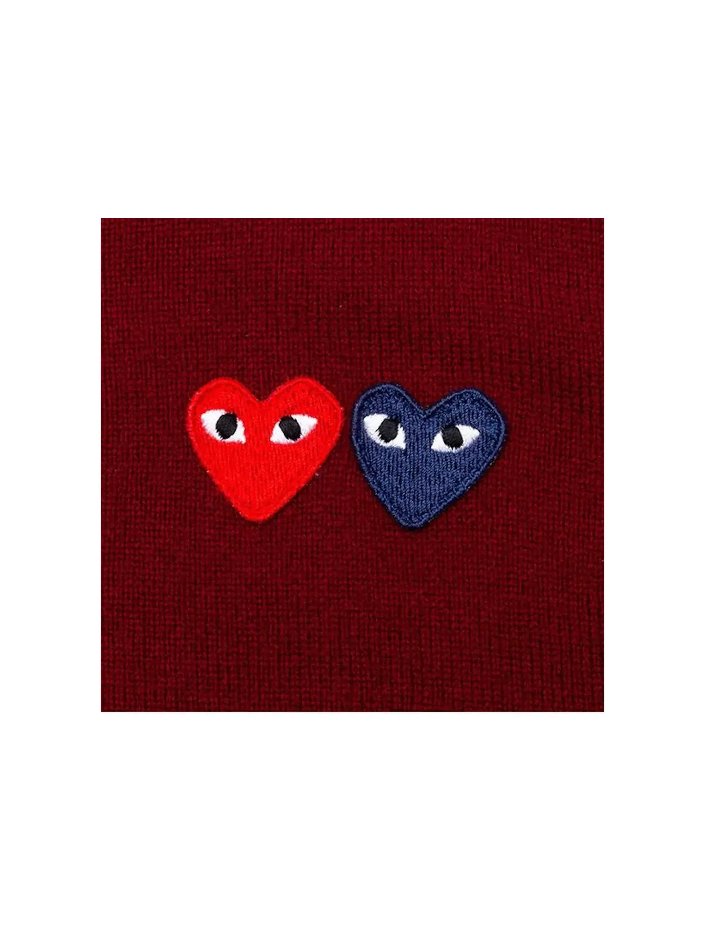 Детский кардиган-свитер с принтом Double Heart Comme des Garcons PLAY — изображение 2 из 2, бордовый