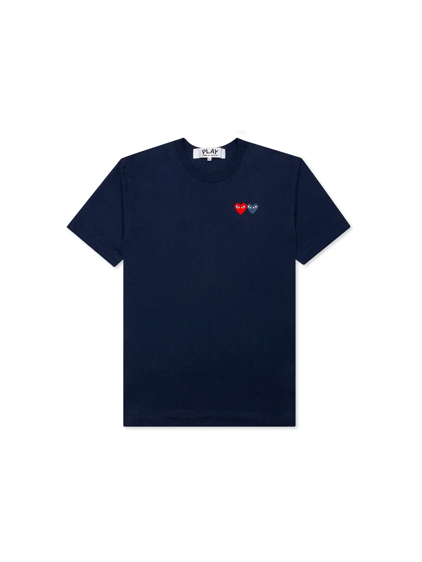 Детская футболка с принтом Double Hearts Comme des Garcons PLAY — изображение 1 из 2, темно-синий