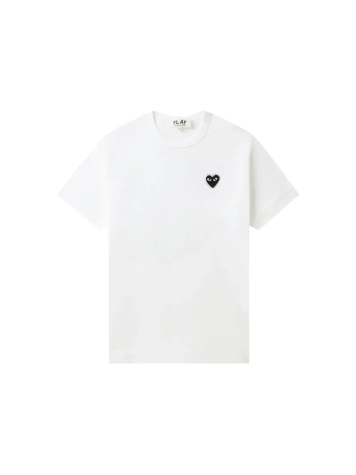 Унисекс футболка с принтом Emblem Rhinestone Heart Tee Comme des Garcons PLAY — изображение 1 из 2, белый/черный