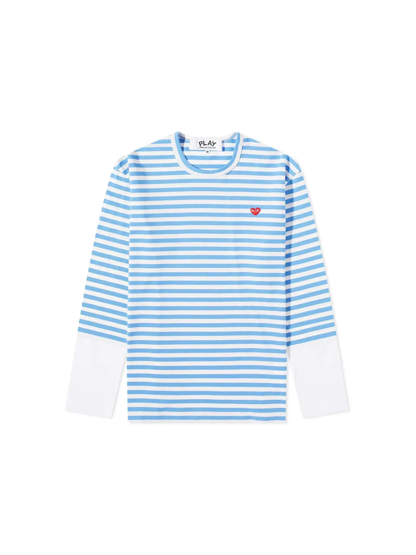 Унисекс футболка с длинным рукавом с принтом Comme des Garcons PLAY Embroidered Logo Striped Long-Sleeve Tee, синий/белый