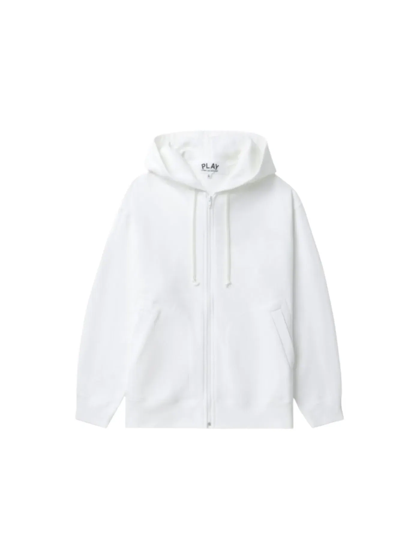 Унисекс худи с принтом Comme des Garcons PLAY Heart Emblem Zip-Up Hoodie — изображение 1 из 2, белый/красный