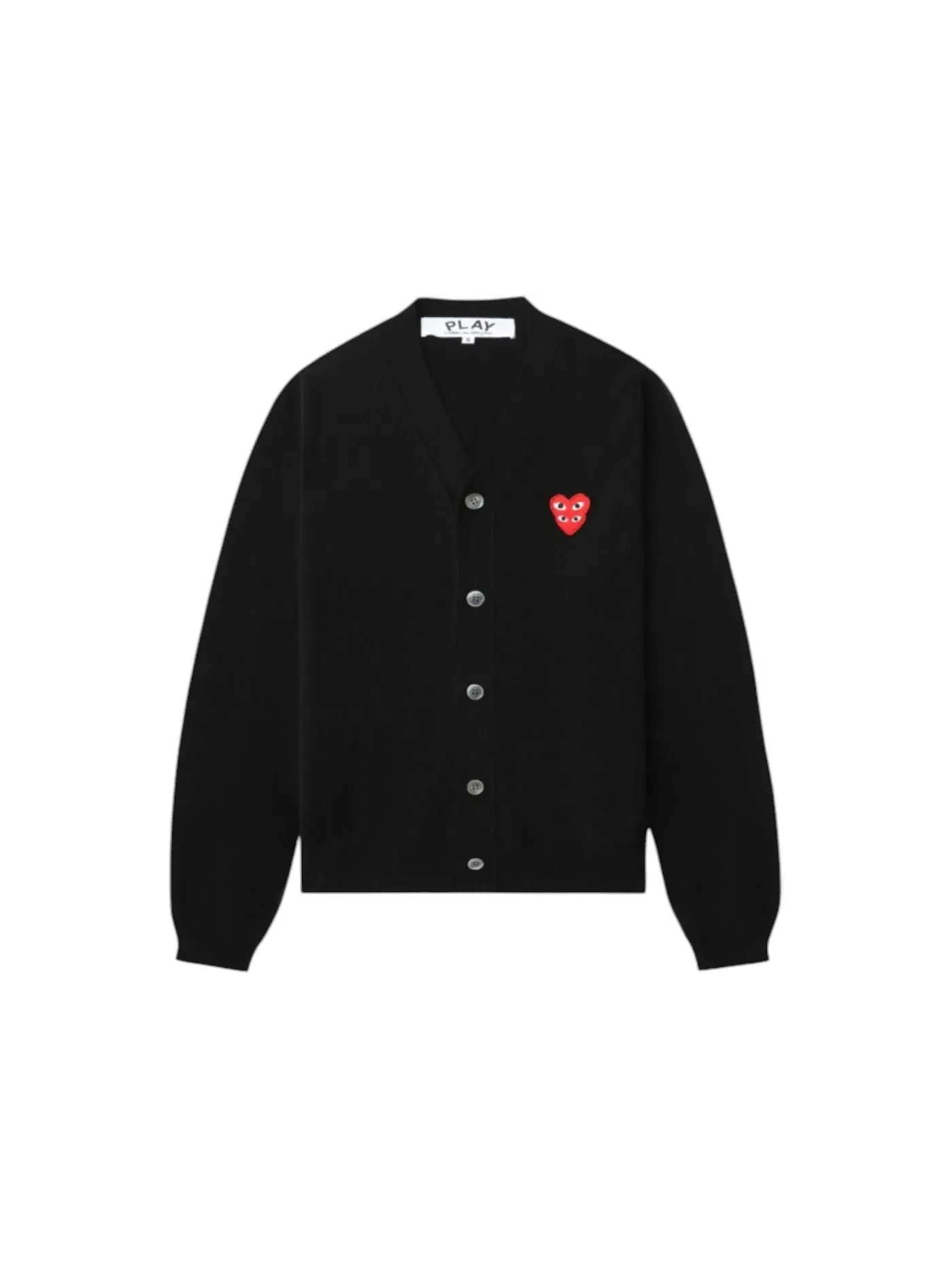 Женский кардиган-свитер с V-вырезом Merged Heart Emblem Comme des Garcons PLAY — изображение 1 из 1, черный