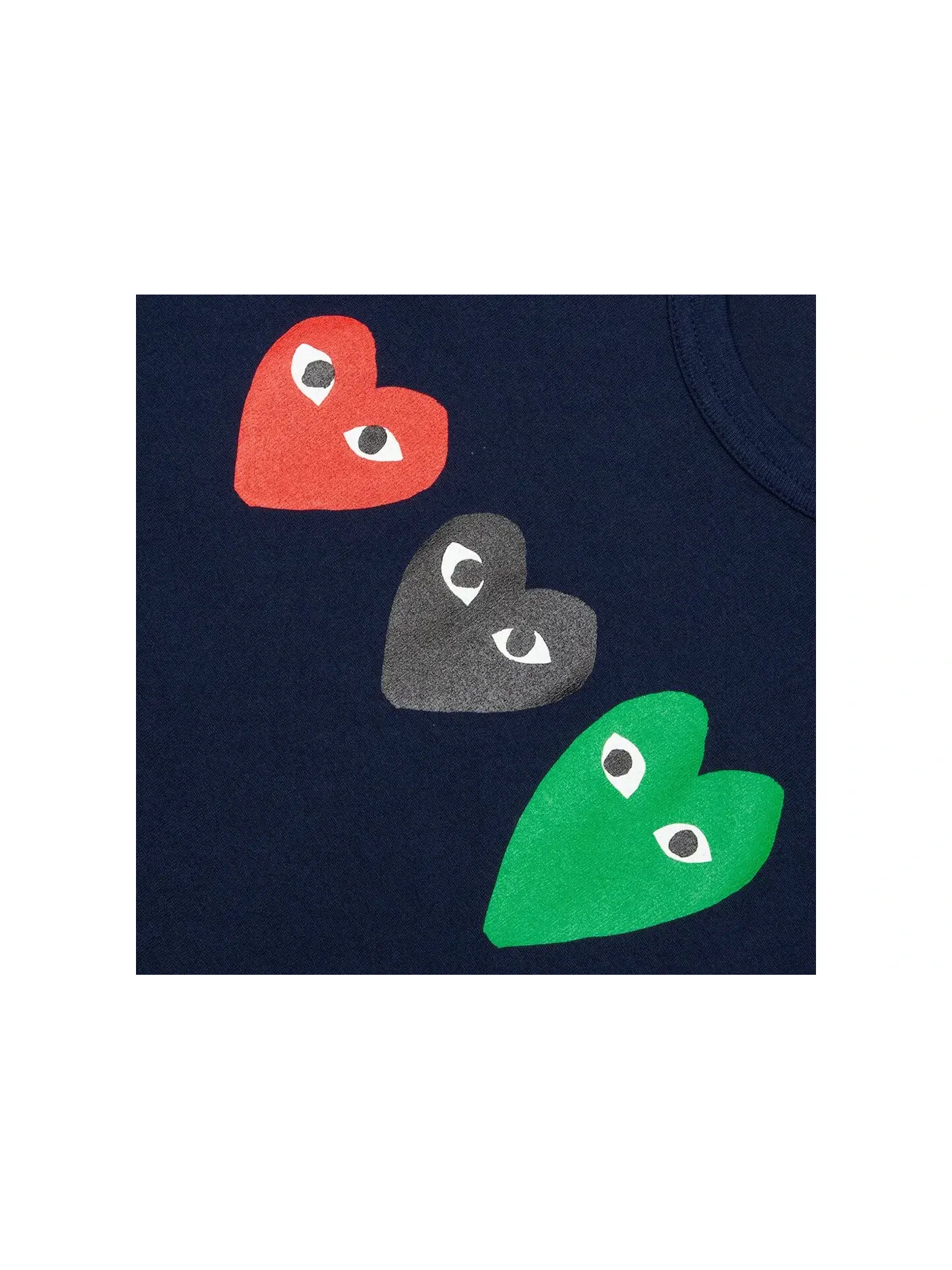Унисекс футболка с принтом Multi Heart Comme des Garcons PLAY — изображение 2 из 2, темно-синий