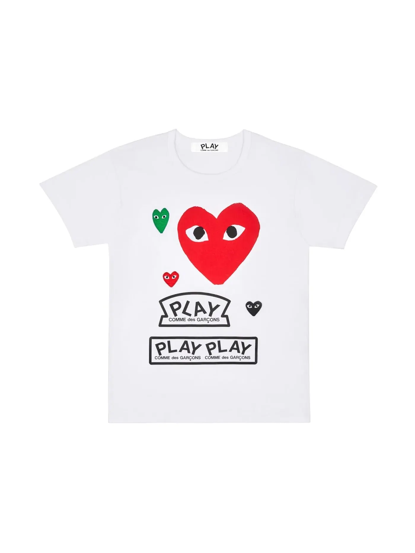 Женская футболка с принтом Multi Logo Red Heart Comme des Garcons PLAY — изображение 1 из 1, белый