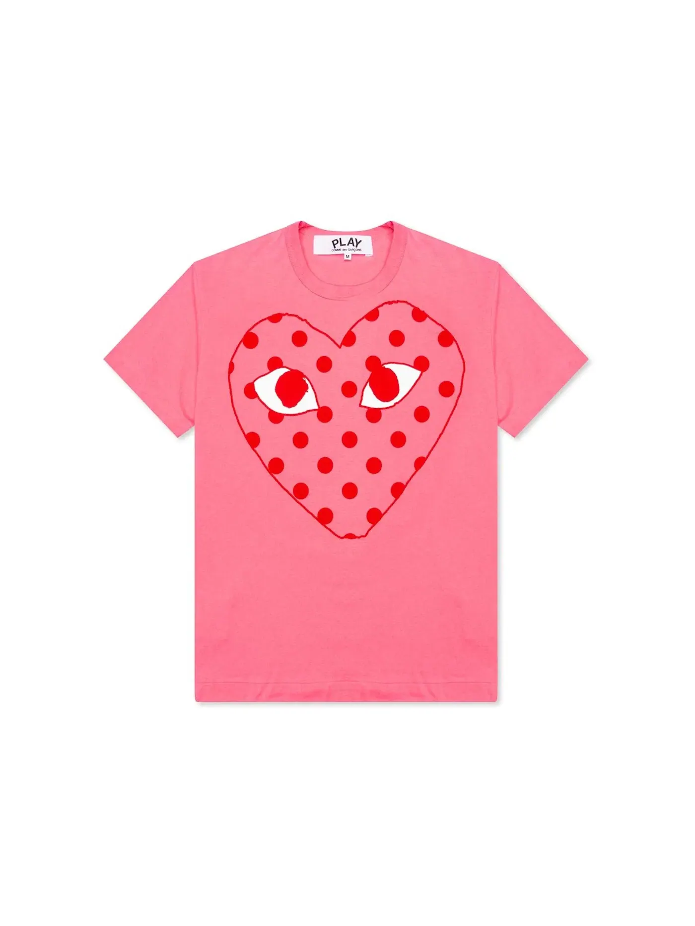 Футболка с принтом Comme des Garcons PLAY Pastelle Polka Dot Red Heart — изображение 1 из 2, розовый