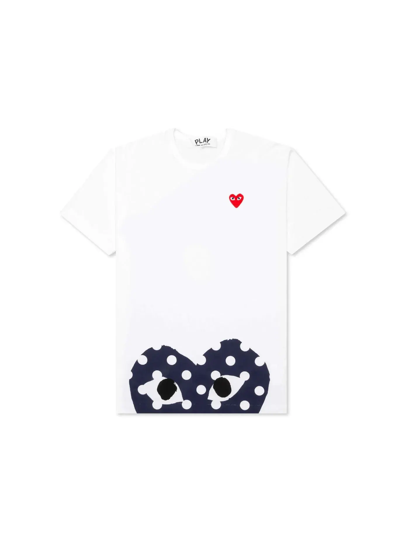 Детская футболка с принтом Comme des Garcons PLAY Polka Dot Navy Half Heart T-shirt — изображение 1 из 3, белый