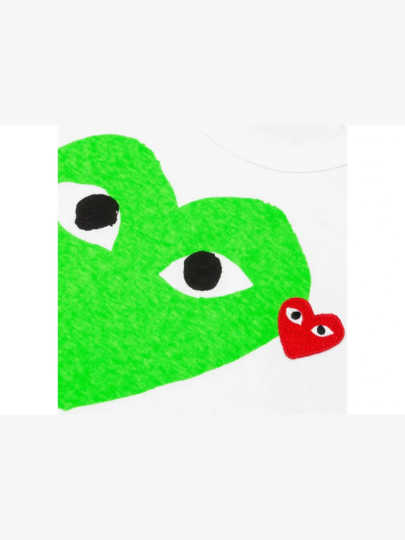 Детская футболка с принтом Red Emblem Heart Comme des Garcons PLAY — изображение 2 из 2, белый/зеленый