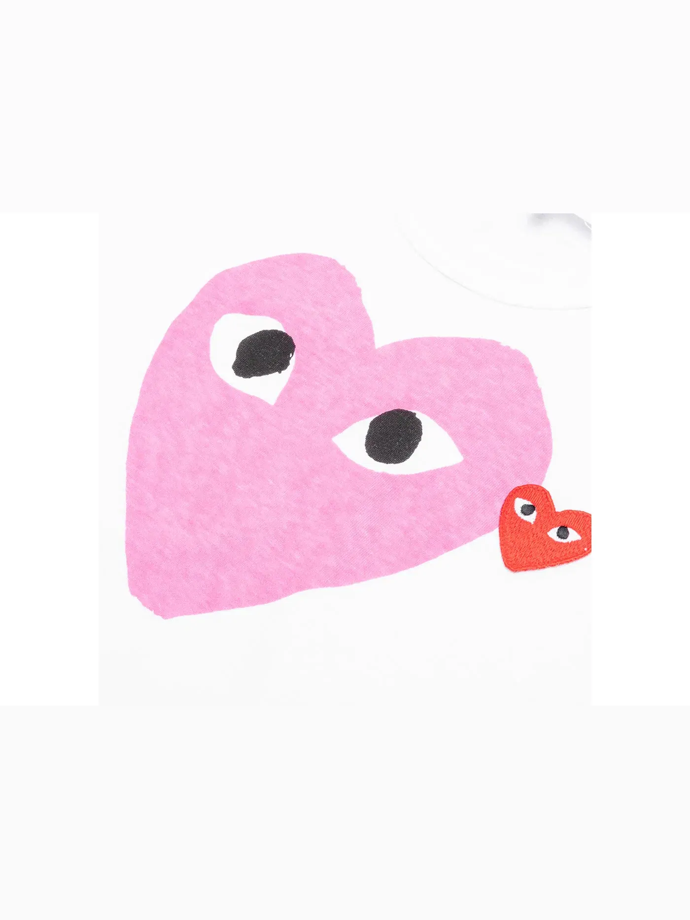 Детская футболка с принтом Red Emblem Heart Comme des Garcons PLAY — изображение 2 из 2, белый розовый