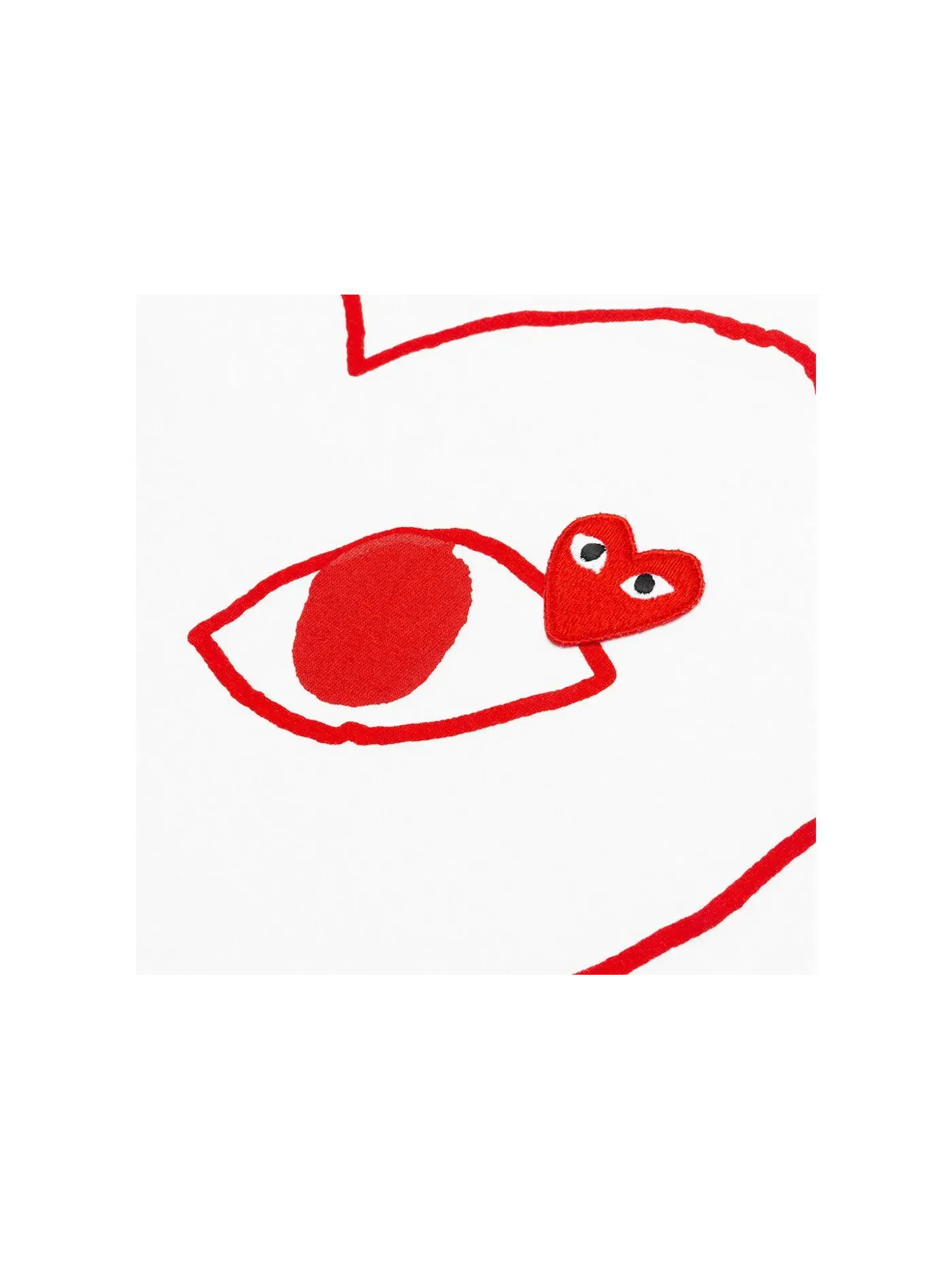 Футболка с принтом Red Emblem Outline Comme des Garcons PLAY — изображение 2 из 2, белый