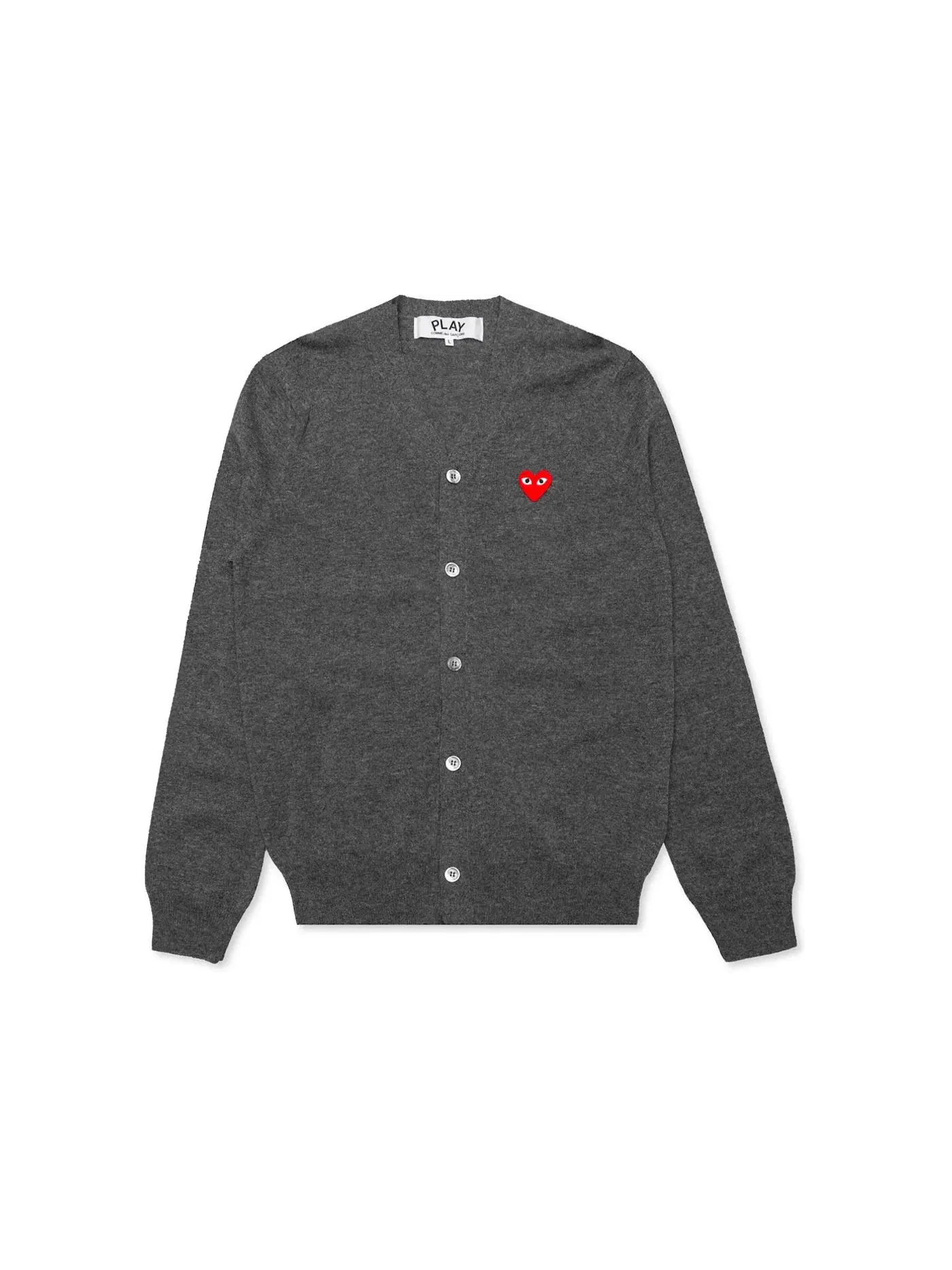 Детский кардиган-свитер с принтом Red Heart Sweater Comme des Garcons PLAY — изображение 1 из 2, серый