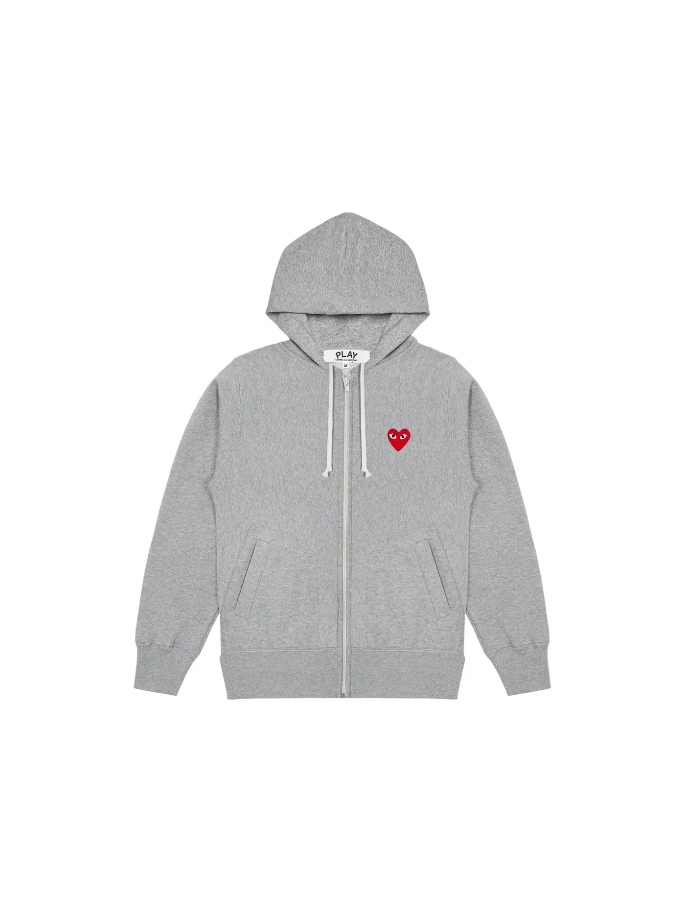 Мужская худи на молнии с принтом Red Heart Comme des Garcons PLAY — изображение 1 из 1, серый